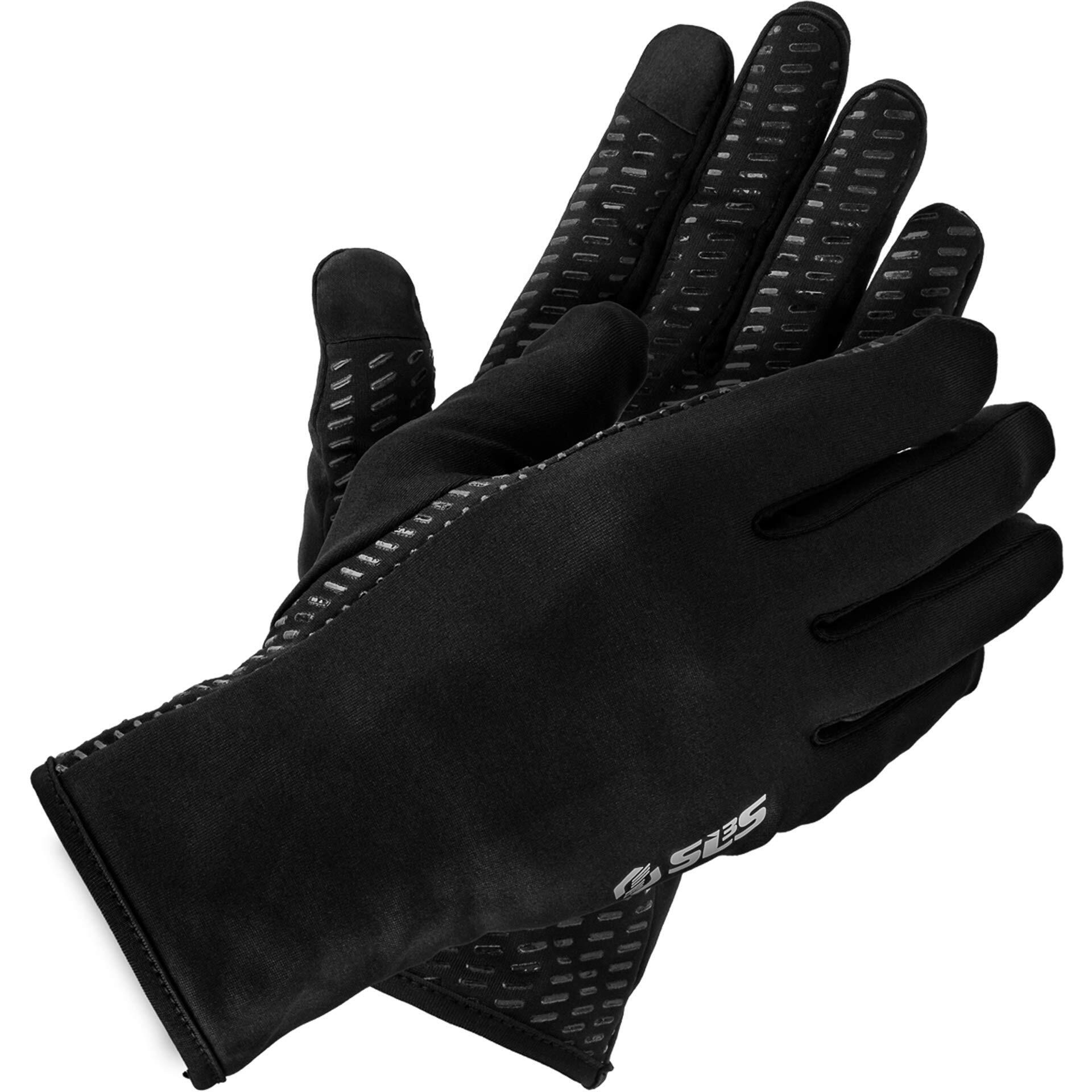 Sls3 Runners Gloves For Women, Men - Light Runner Gloves For Cold Weather, With Touchscreen Fingers + Silicone Dots Grip - Thin Black Gloves For Runners Cycling Walking Jogging Hiking (Medium)