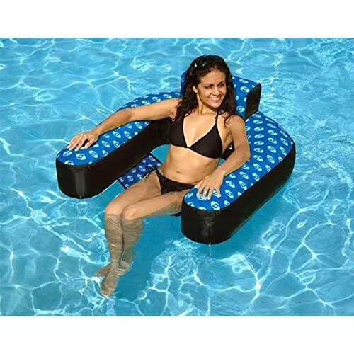 Swimline Solstice Extra-Large Fabric Covered U-Seat Pool Float U-Seat Lounger Raft For Adults & Kids I Comfortable Sling Seat, Back Rest, Cup Holder, & Quick-Dry Cover For Adult Or Kid Floating