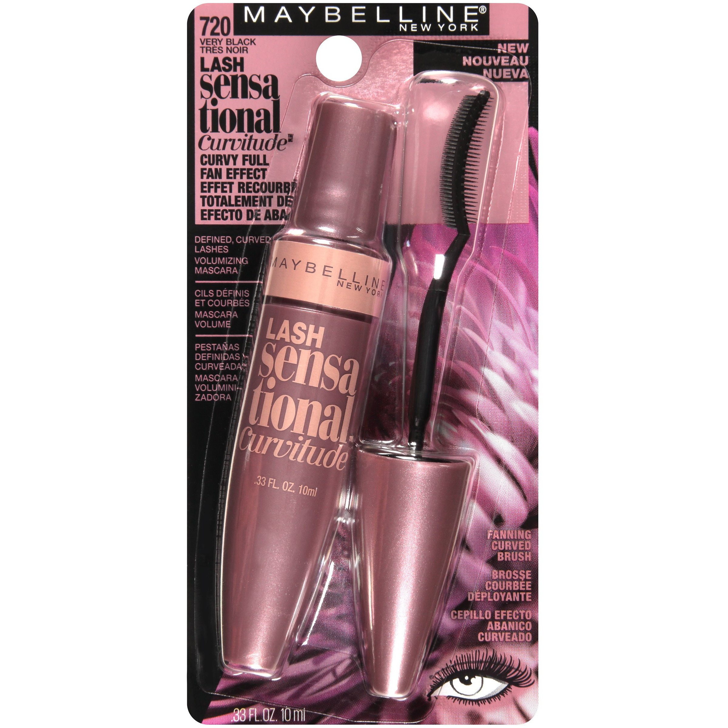 Maybelline New York Lash Sensational Curvitude Washable Mascara, Very Black, 0.33 Fl. Oz.