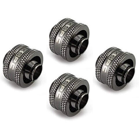 Xspc G1/4"" To 3/8"" Id, 5/8"" Od Compression Fitting V2 For Soft Tubing, Black Chrome, 4-Pack