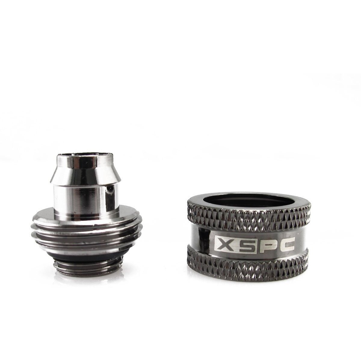 Xspc G1/4"" To 3/8"" Id, 5/8"" Od Compression Fitting V2 For Soft Tubing, Black Chrome, 4-Pack