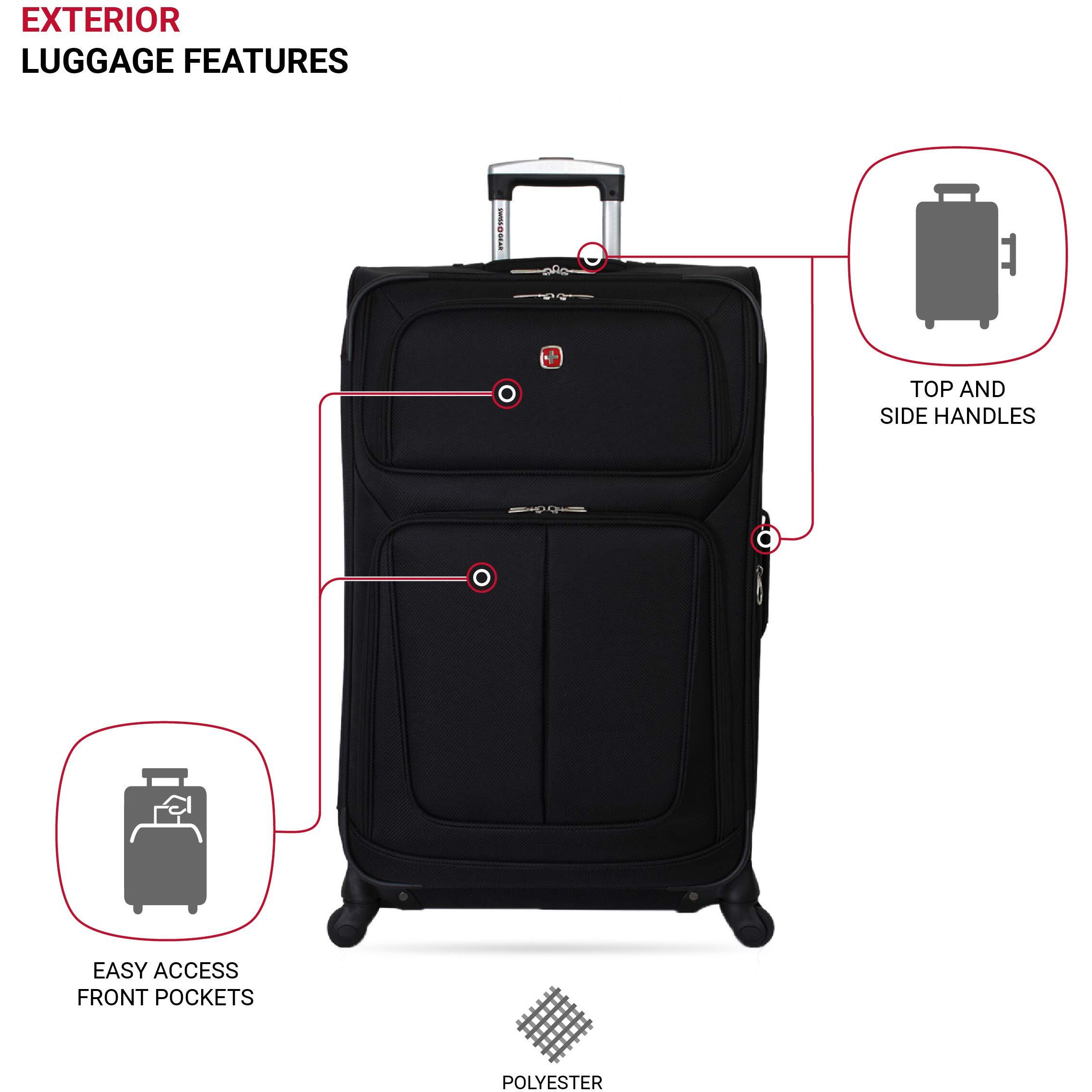 Swissgear Sion Softside Expandable Luggage, Black, Checked-Large 29-Inch