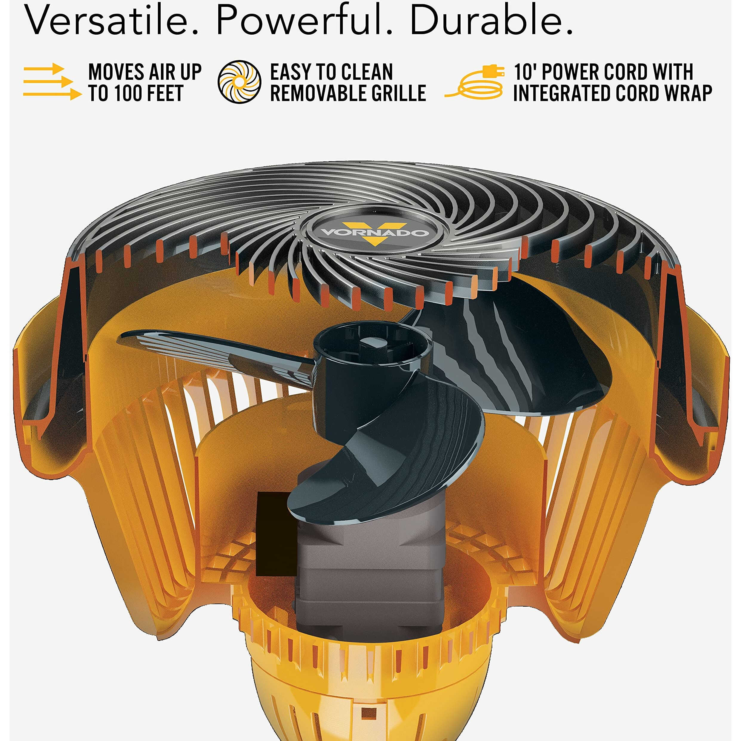 Vornado 293 Large Heavy Duty Air Circulator Shop Fan, Yellow, 16 In.