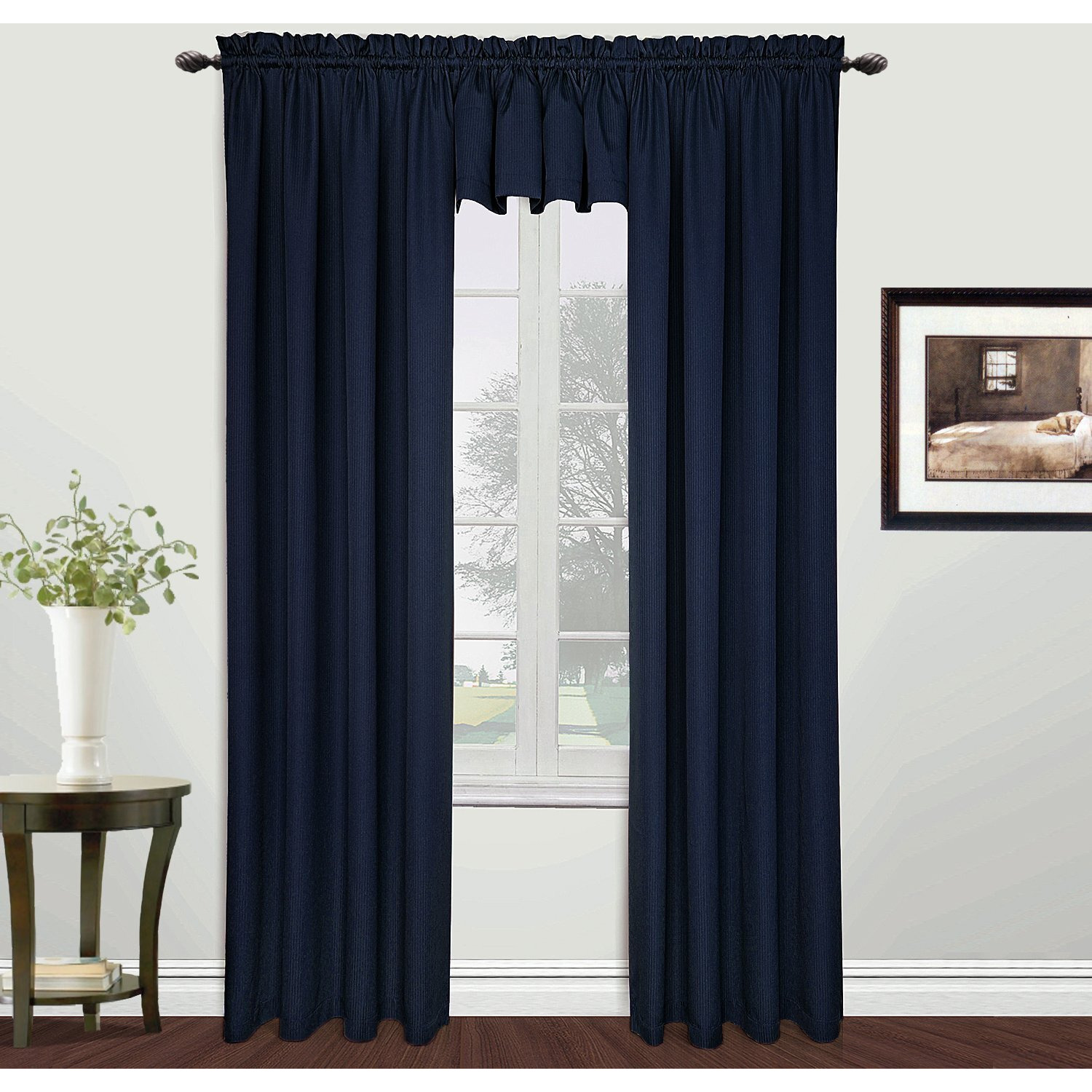 United Curtain Metro Woven Straight Valance, 54 By 16-Inch, Navy