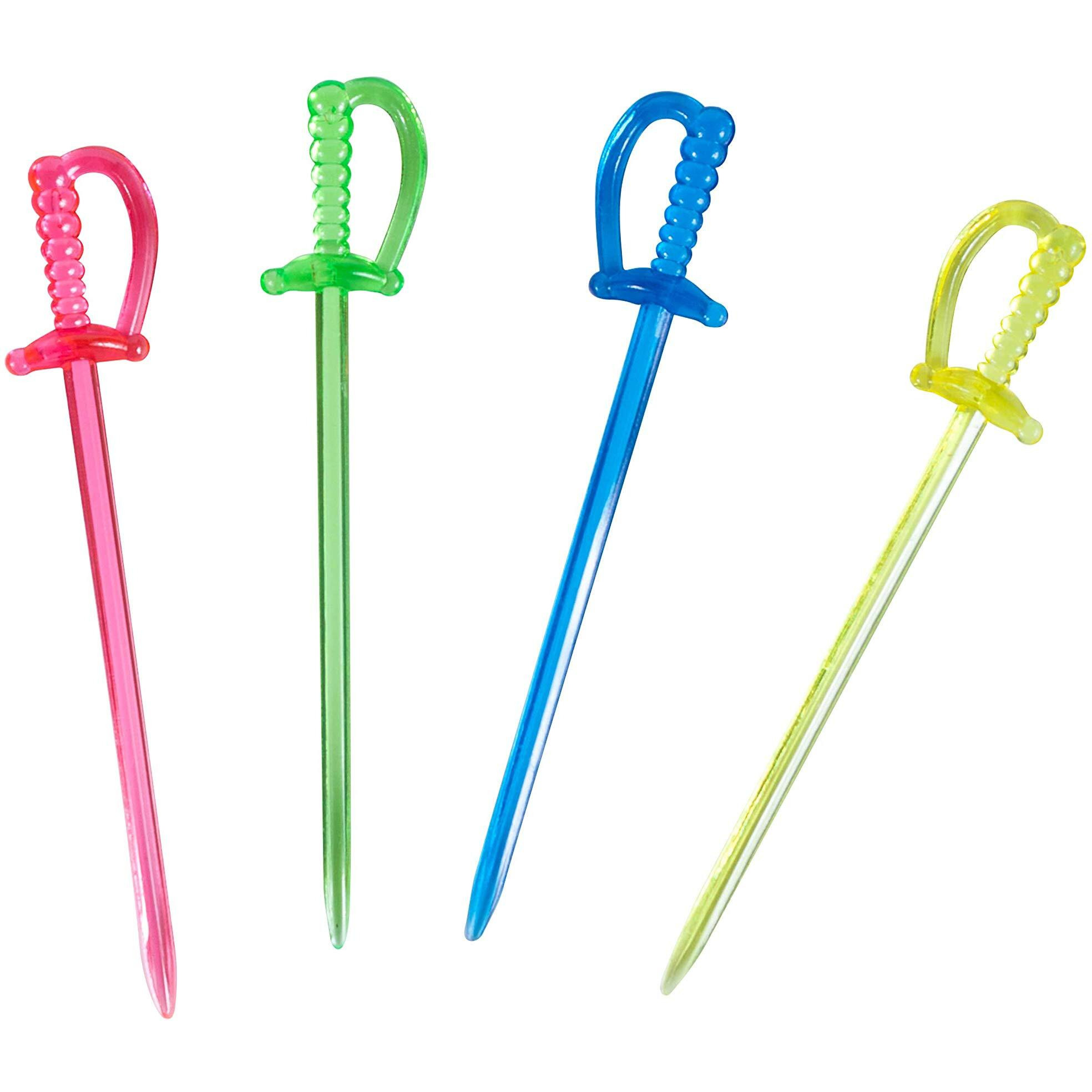 Jacent Multicolored Plastic Sword Appetizer Cocktail Picks, 40 Count Per Pack, 1-Pack