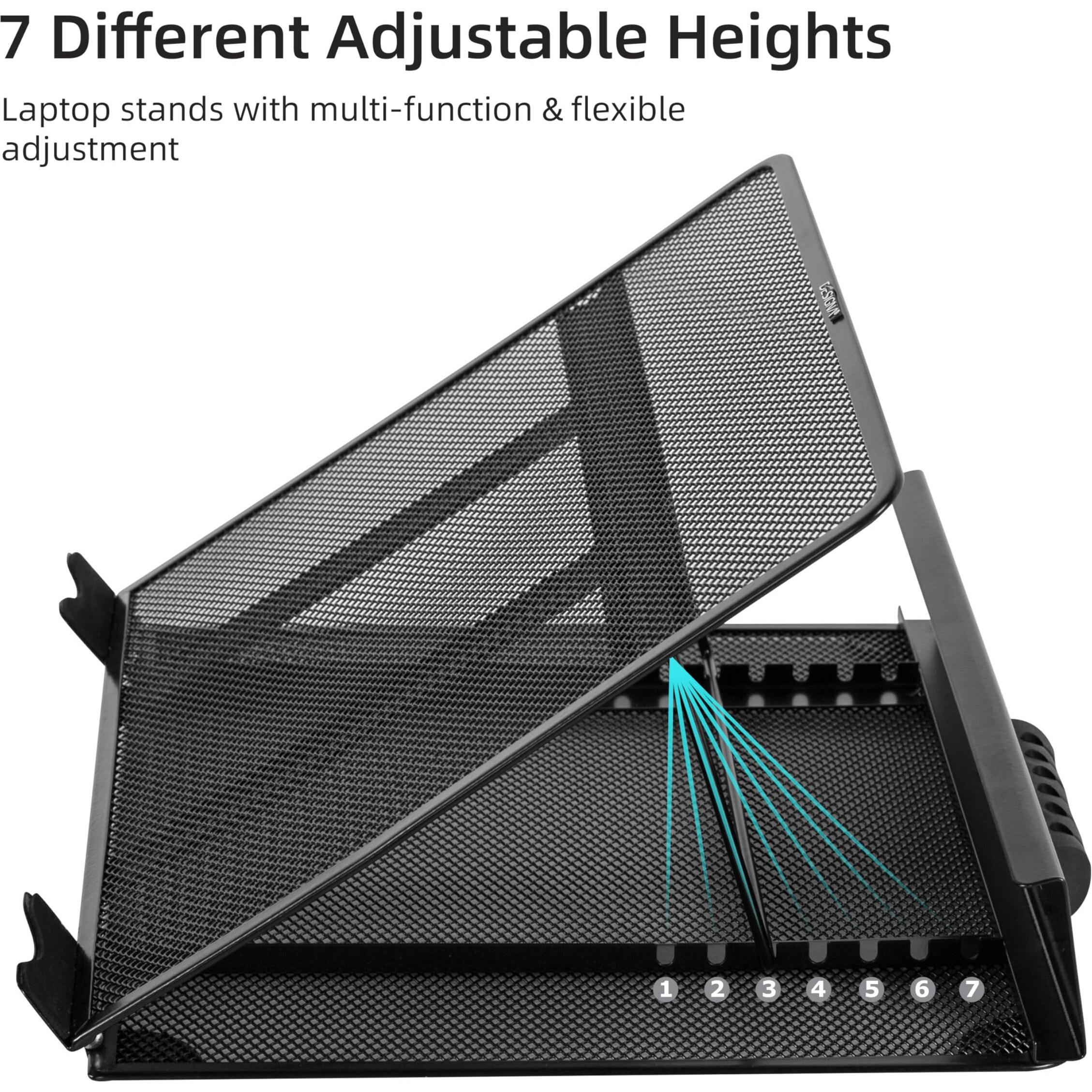 Designa Metal Mesh Ventilated Adjustable Laptop Stands Computer Notebook Holder Stand Riser Compatible With Apple Macbook Air Pro Dell Xps Hp Samsung Lenovo More Laptops Up To 19""- Black