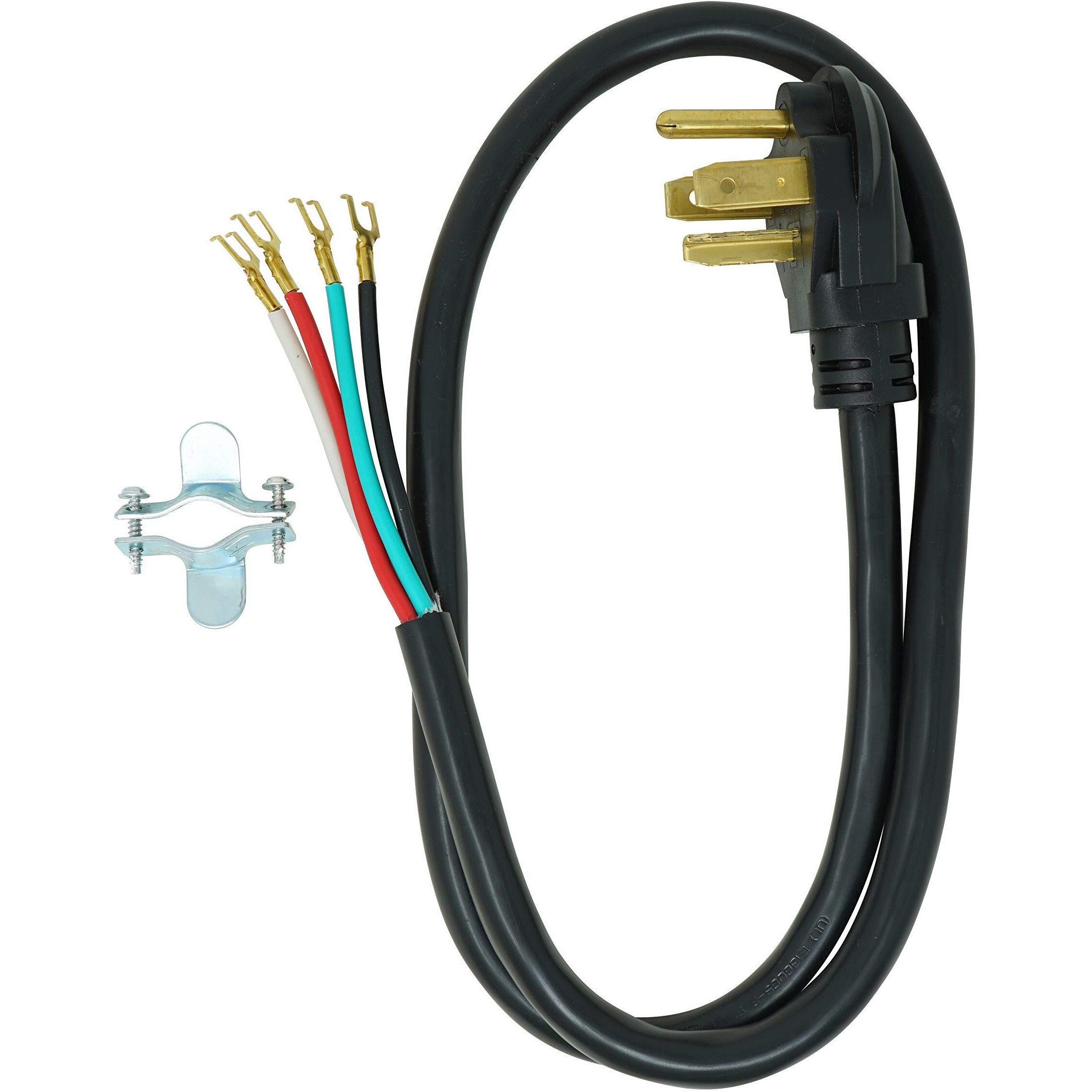 Southwire 9154Sw8808 Dryer Power Cord 4-Foot 1/4-Inch Flanged Terminals Flat Plug Compatible With Most Standard Dryers With A 3 Conductor Wall Outlet 125/250-Volt 30-Amp