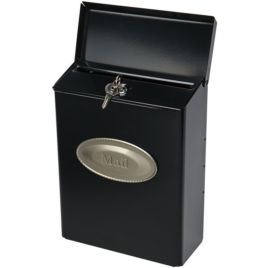 Gibraltar Mailboxes Designer Locking Medium Capacity Galvanized Steel Black, Wall-Mount Mailbox, Dvk00000