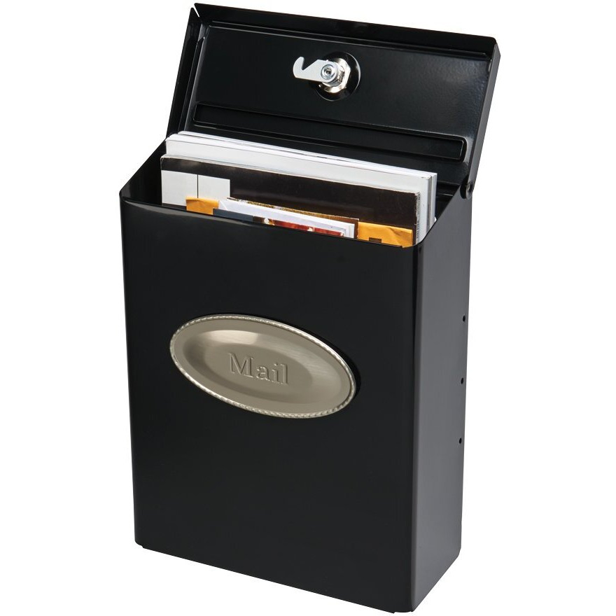 Gibraltar Mailboxes Designer Locking Medium Capacity Galvanized Steel Black, Wall-Mount Mailbox, Dvk00000