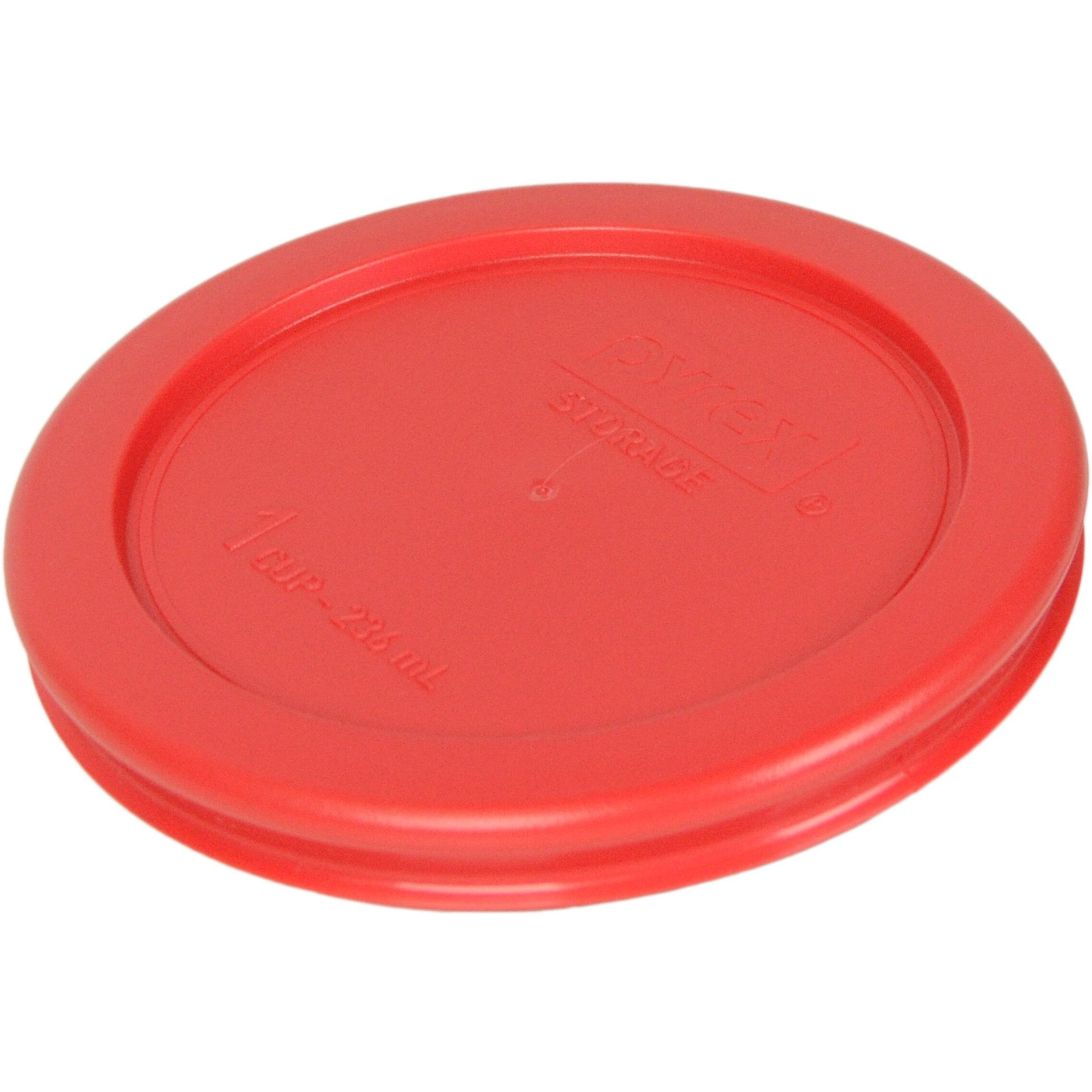 Pyrex Bundle - 2 Items 7202-Pc 1-Cup Red Plastic Food Storage Lids Made In The Usa