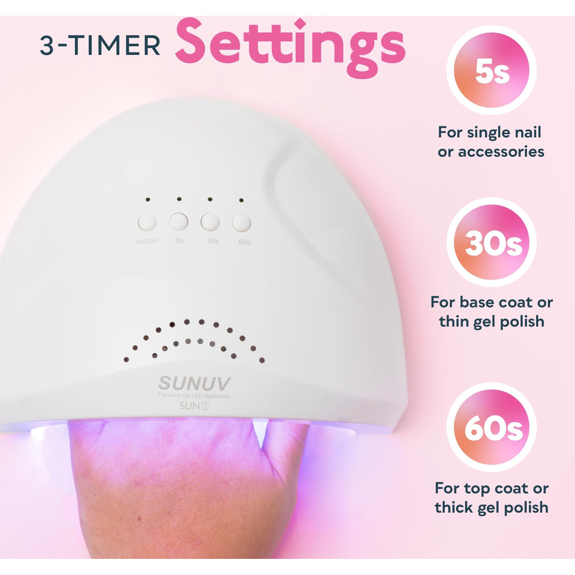 Uv Led Nail Lamp, Sunuv Gel Nail Light For Nail Polish 48W Uv Dryer With 3 Timers Sunone