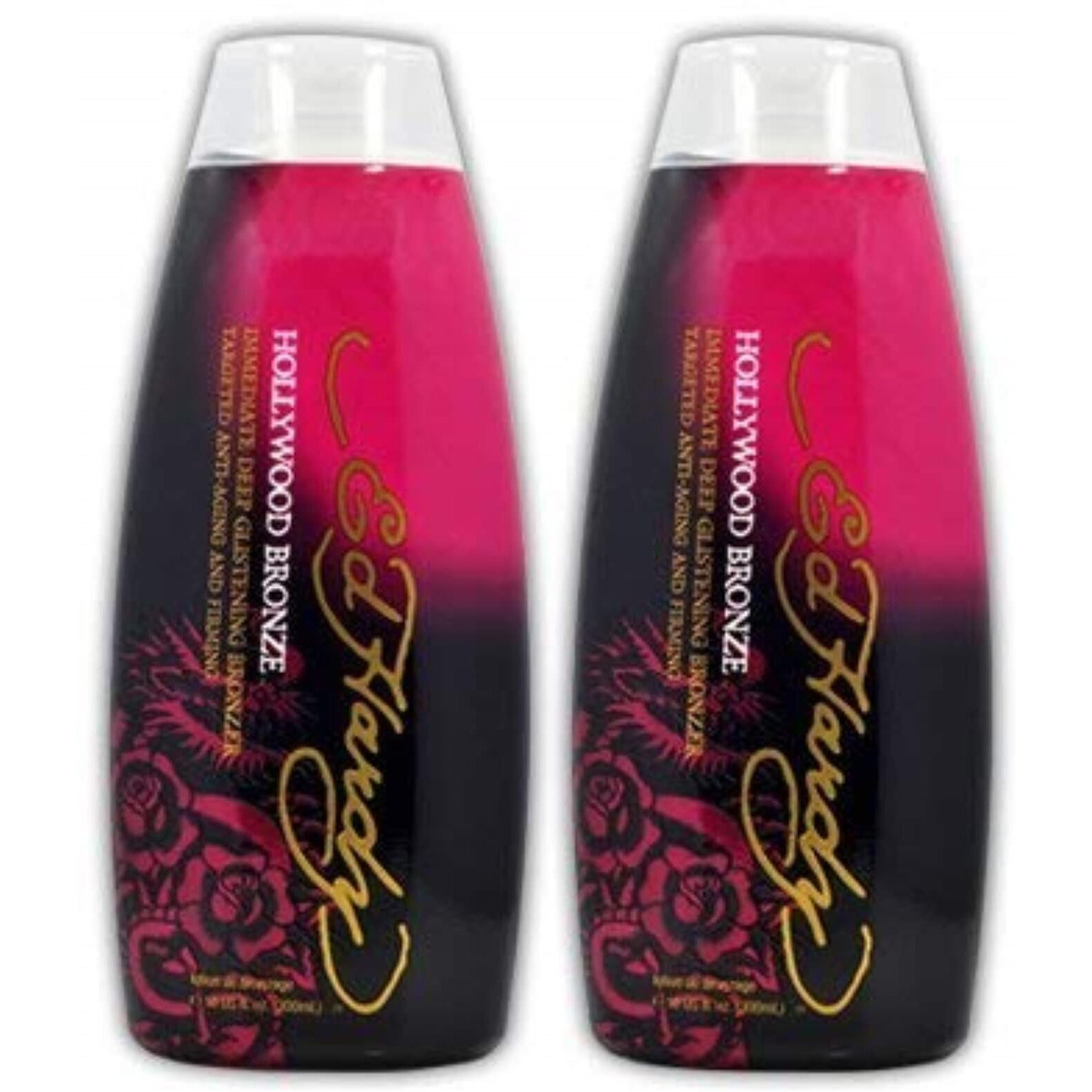 Lot 2 Ed Hardy Hollywood Bronze Indoor Tanning Lotion Accelerator Bronzer Dark