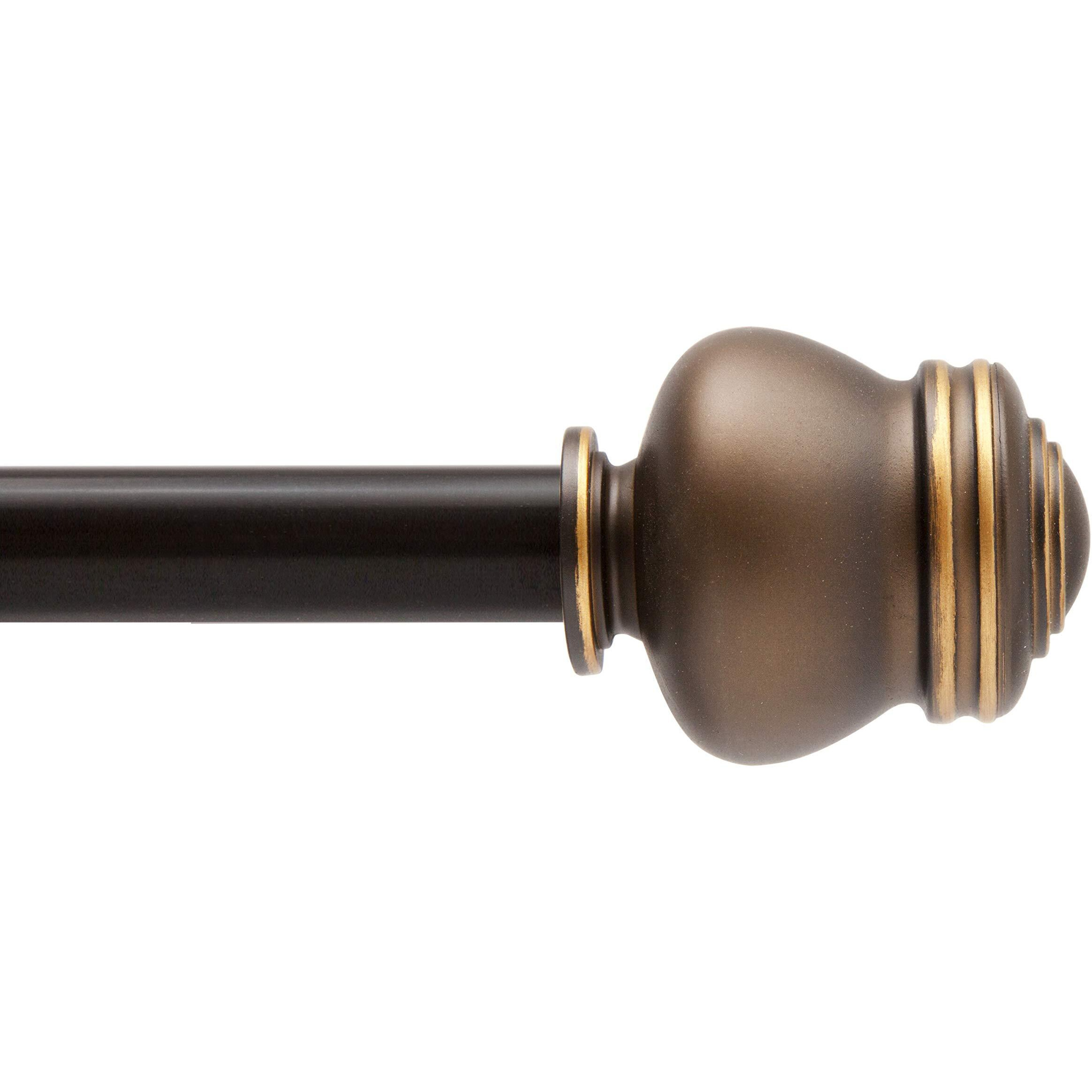Kenney Kn71722 Glendale Knob End Standard Decorative Window Curtain Rod, 28-48"" Adjustable Length, Oil Rubbed Bronze Finish, 5/8"" Diameter Steel Tube