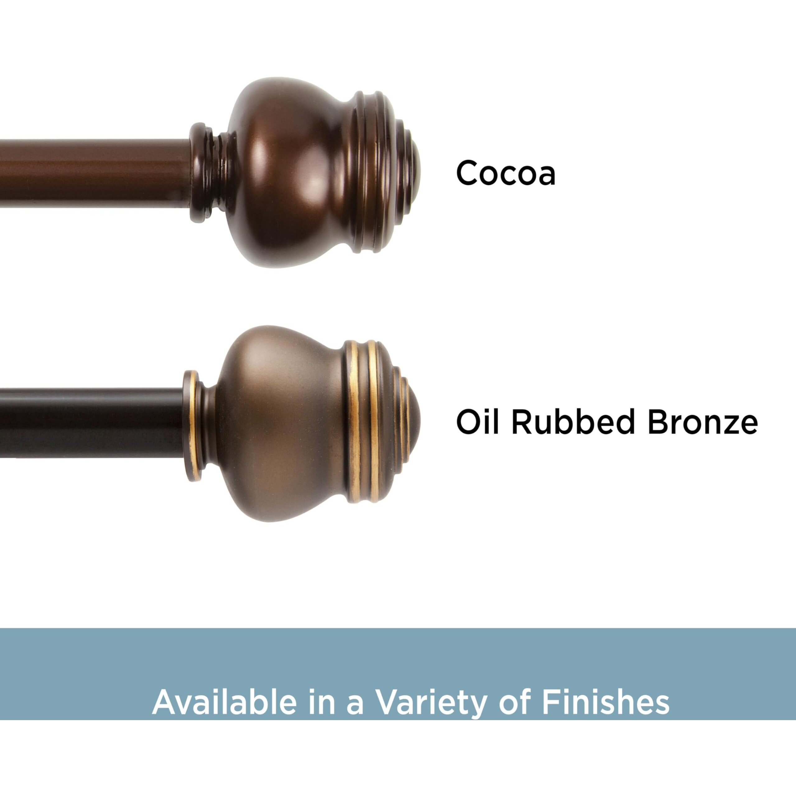 Kenney Kn71722 Glendale Knob End Standard Decorative Window Curtain Rod, 28-48"" Adjustable Length, Oil Rubbed Bronze Finish, 5/8"" Diameter Steel Tube