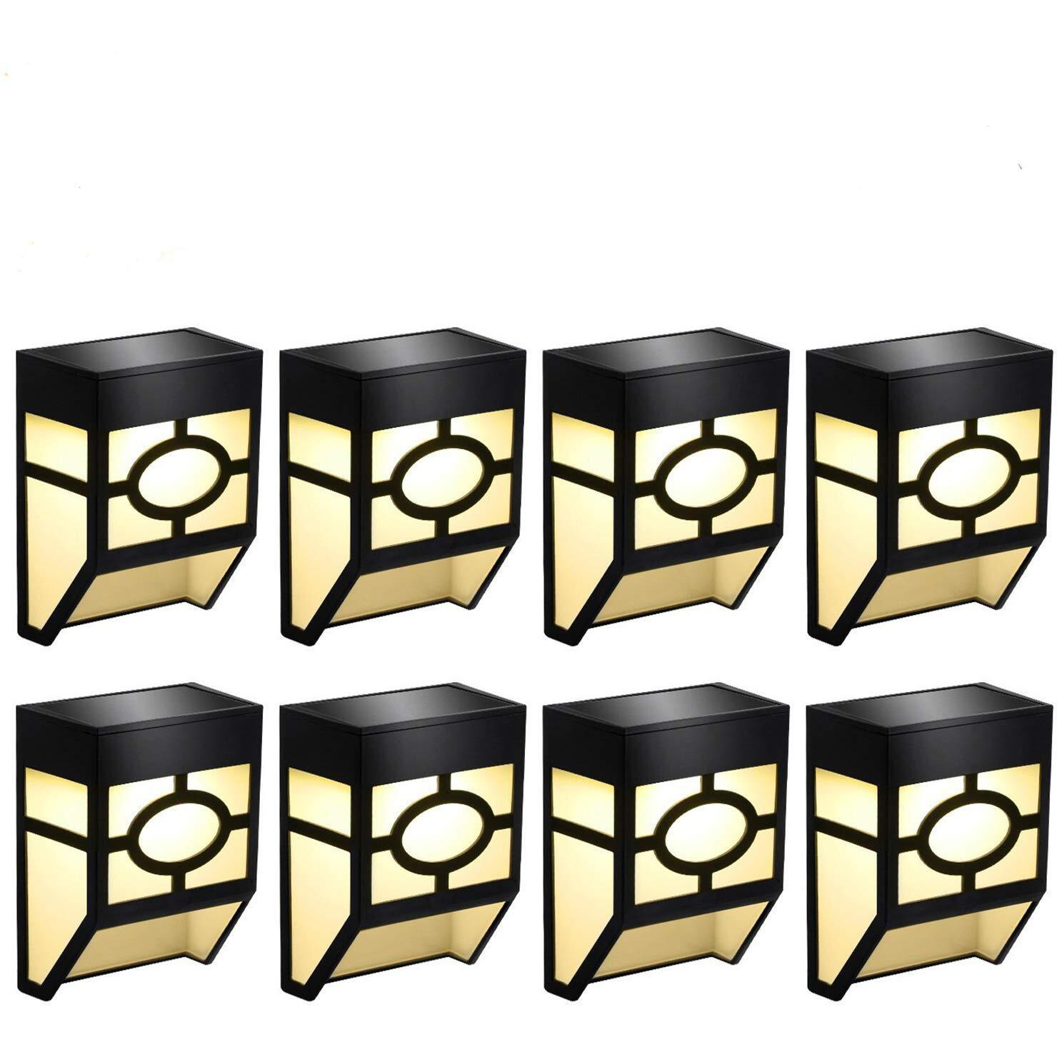 Greluna Solar Wall Lights Outdoor, 2 Modes Solar Led Waterproof Lighting For Deck, Fence, Patio, Front Door, Stair, Landscape, Yard And Driveway Path,Warm White/Color Changing,Pack Of 8
