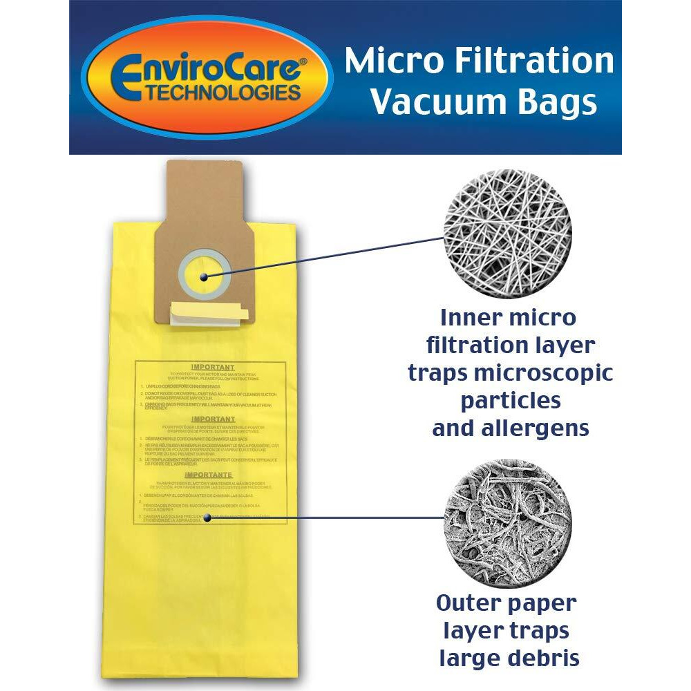 Envirocare Replacement Micro Filtration Vacuum Cleaner Dust Bags Made To Fit Kenmore Upright Type U/L/O 50688 And 50690, Panasonic Type U-2, Miele Type Z. 9 Pack