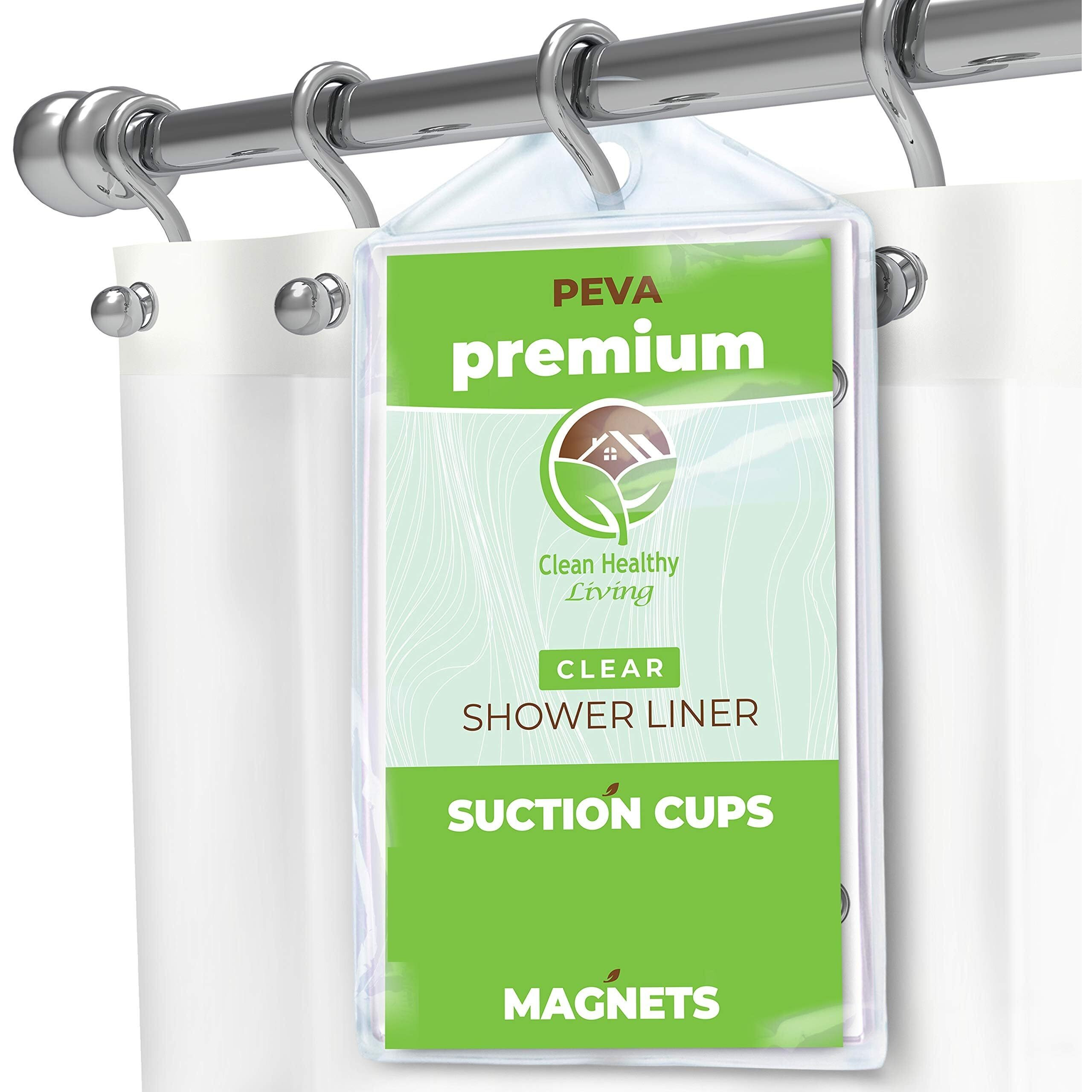 Clean Healthy Living Premium Peva Clear Shower Curtain Liner With Magnets & Suction Cups - 70 X 71 In. Long