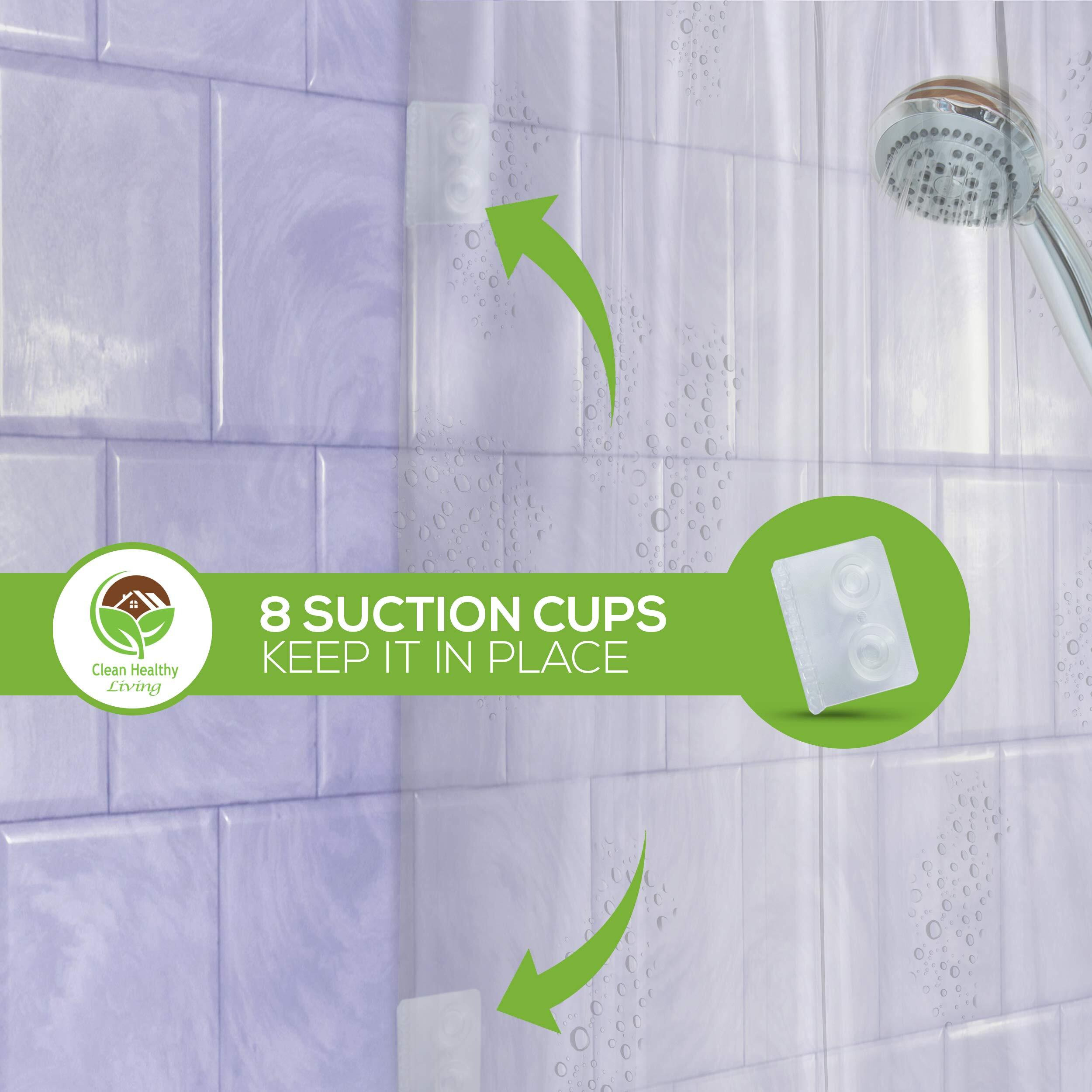 Clean Healthy Living Premium Peva Clear Shower Curtain Liner With Magnets & Suction Cups - 70 X 71 In. Long