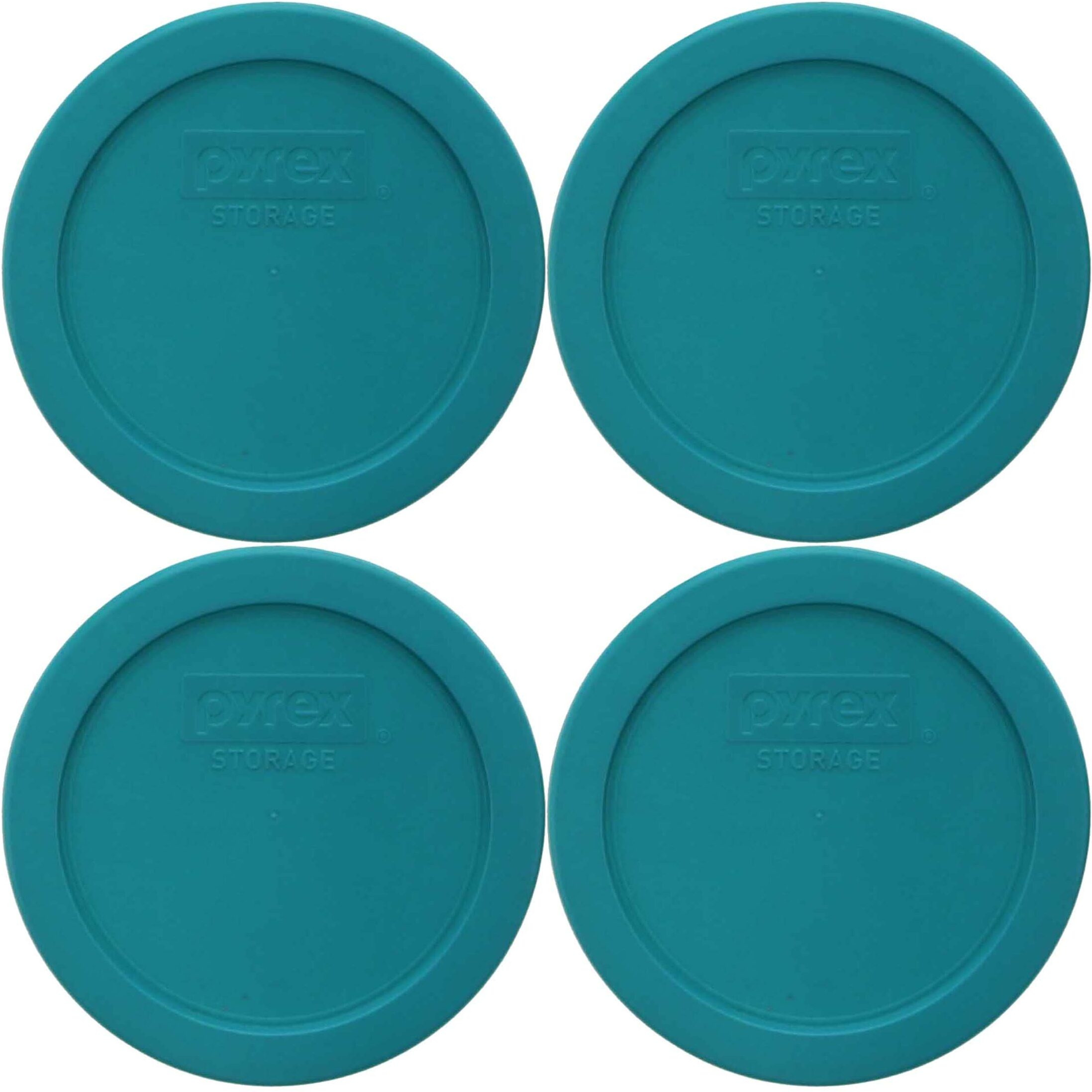 Pyrex 7201-Pc 4-Cup Turquoise Plastic Replacement Food Storage Original Genuine Pyrex Lid, Made In Usa - 4 Pack