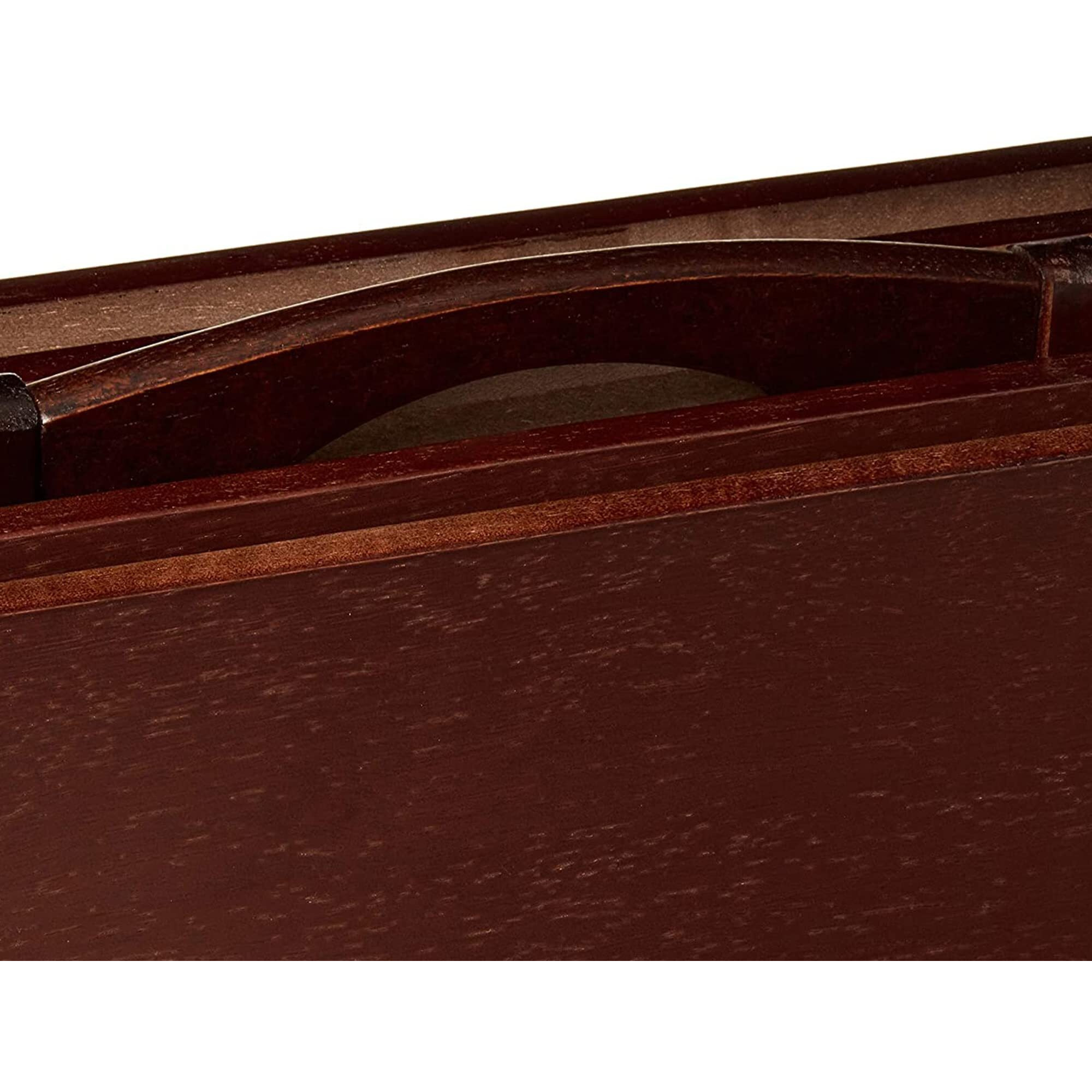 Pj Wood Lightweight Rectangular Solid Wooden Indoor Home Folding Tv Snack Tray Portable Tables With Compact Storage Rack, Espresso (5 Piece Set)