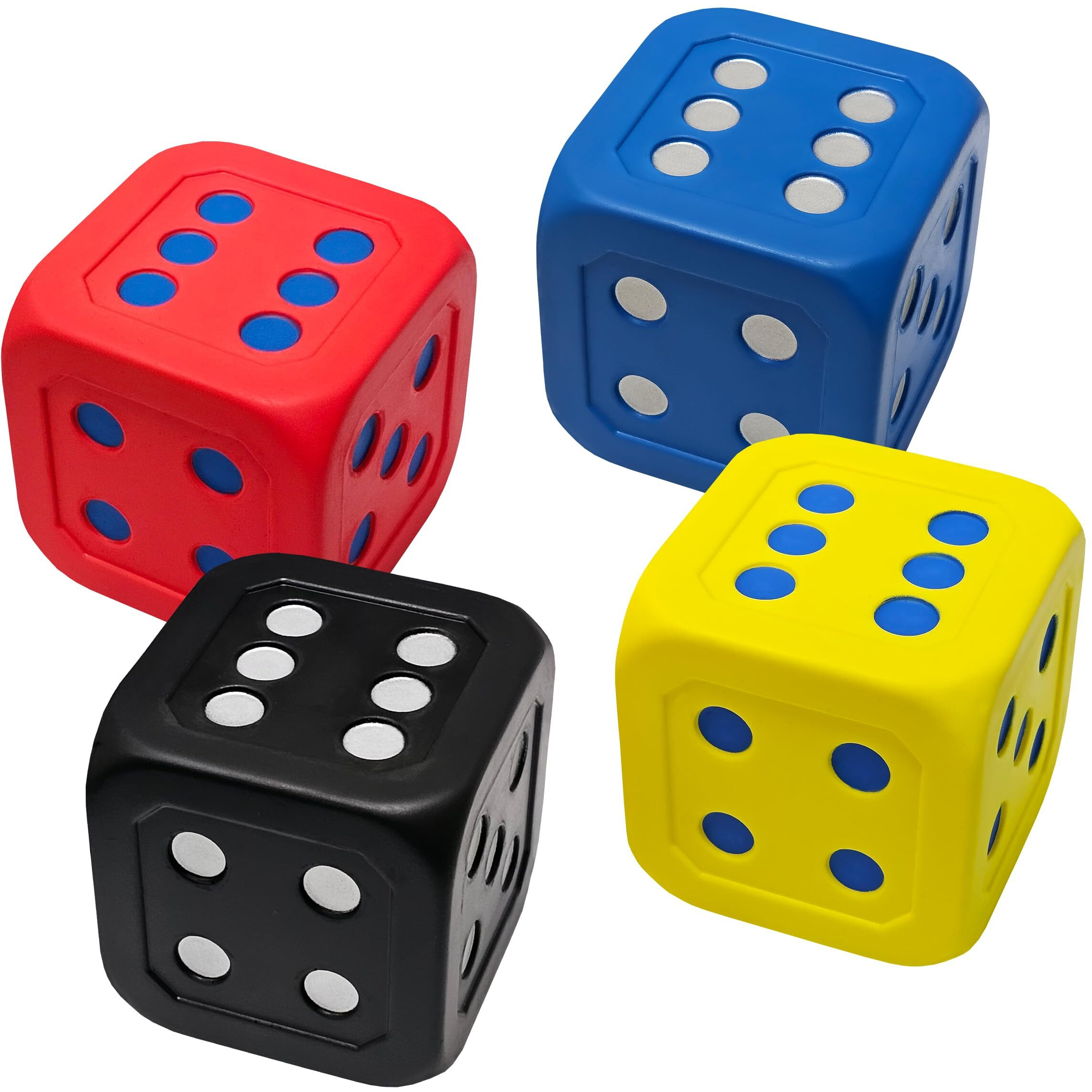 Macro Giant 6 Inch Pu Foam Jumbo Big Playing Dice, Set Of 4, Basic Color, Math Teaching, Teaching Aids, Board Games, Kid Toy