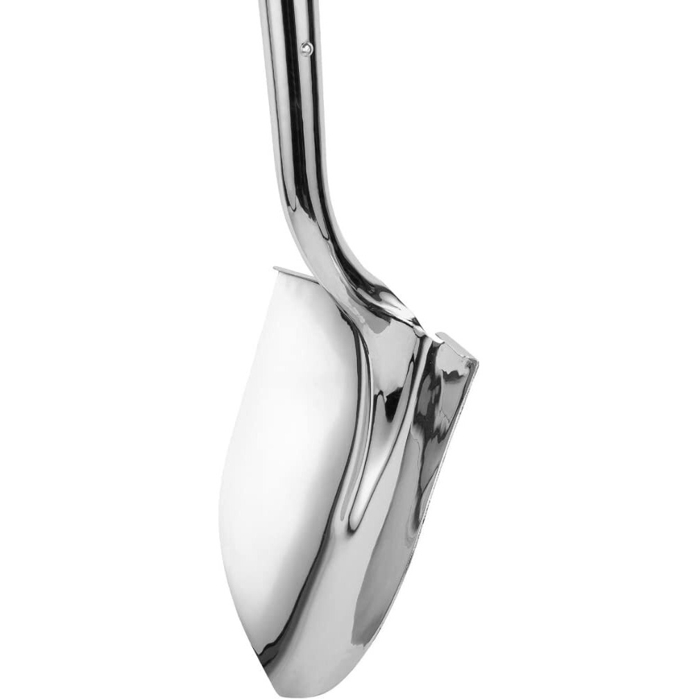 Truper 33127 Polished Chrome Ceremonial Shovel - High Carbon Steel Blade With Steel D American Ash Handle, Extended Socket, 14 Gauge Blade, 27-Inch