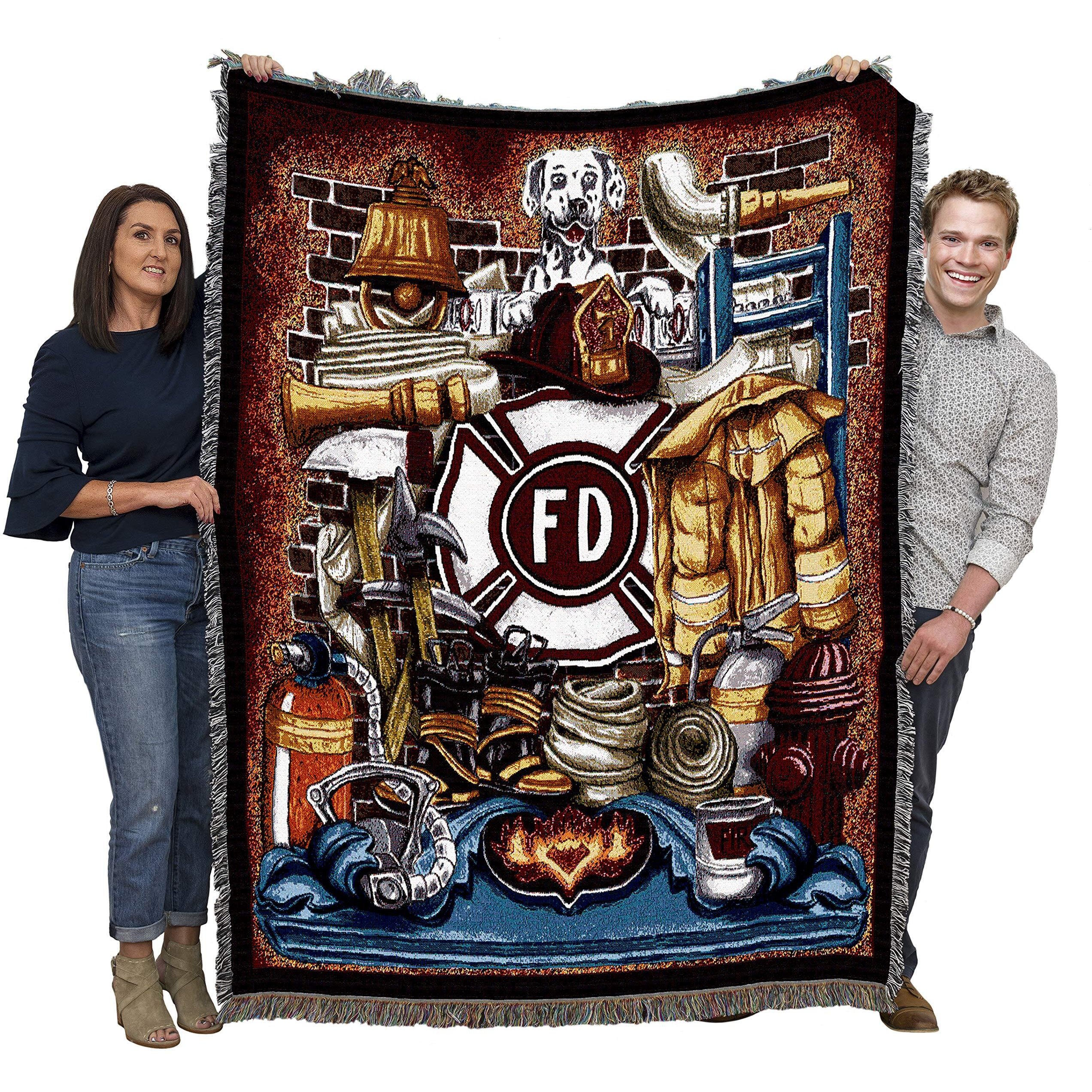 Pure Country Weavers Fire Department Firefighter Blanket - Gift Tapestry Throw Woven From Cotton - Made In The Usa (72X54)