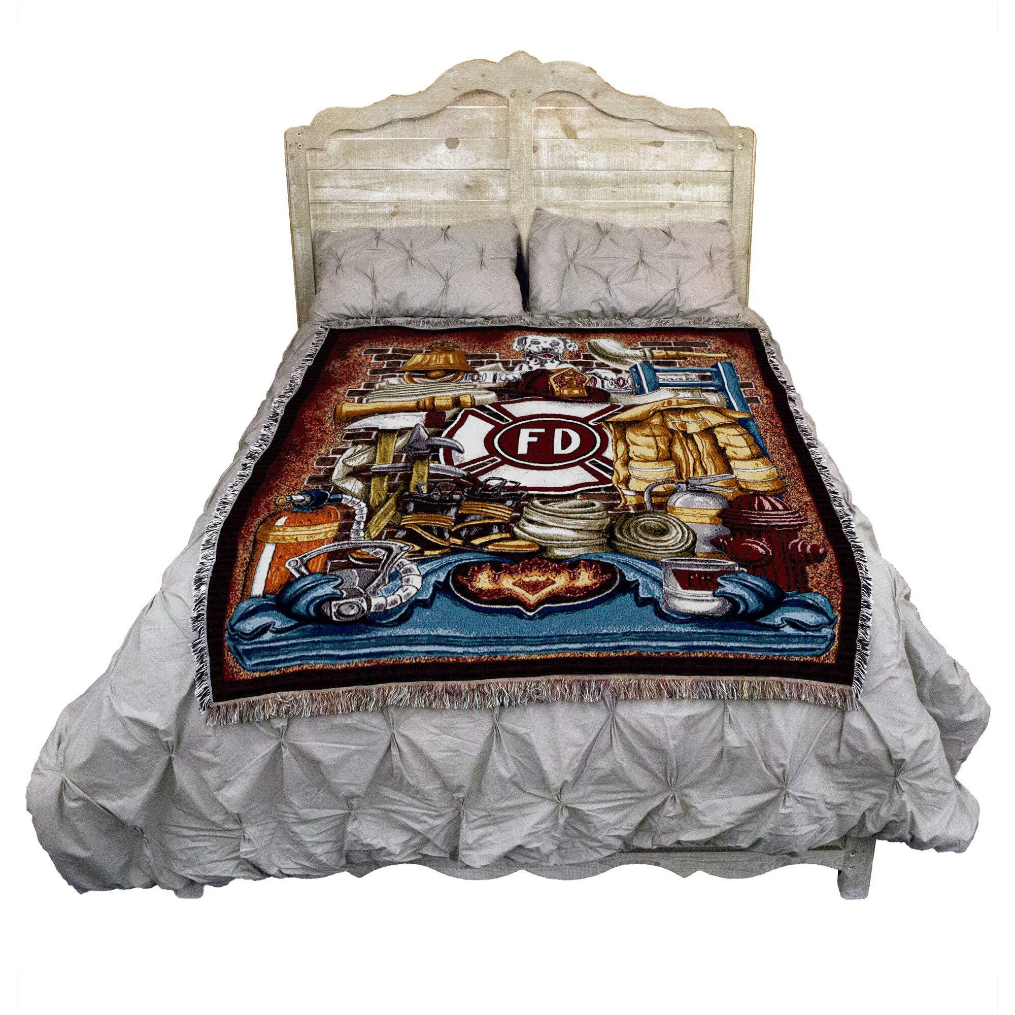 Pure Country Weavers Fire Department Firefighter Blanket - Gift Tapestry Throw Woven From Cotton - Made In The Usa (72X54)
