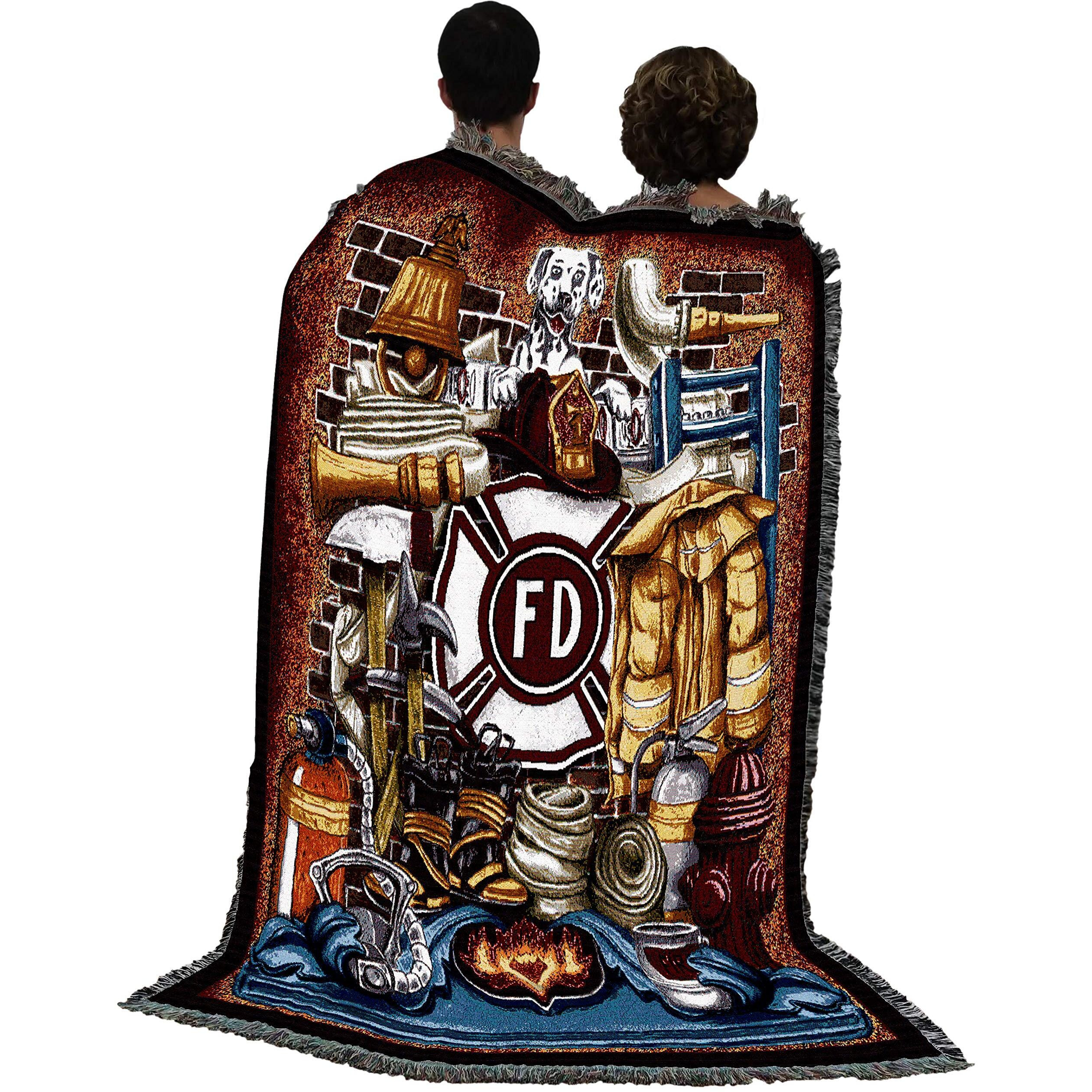 Pure Country Weavers Fire Department Firefighter Blanket - Gift Tapestry Throw Woven From Cotton - Made In The Usa (72X54)