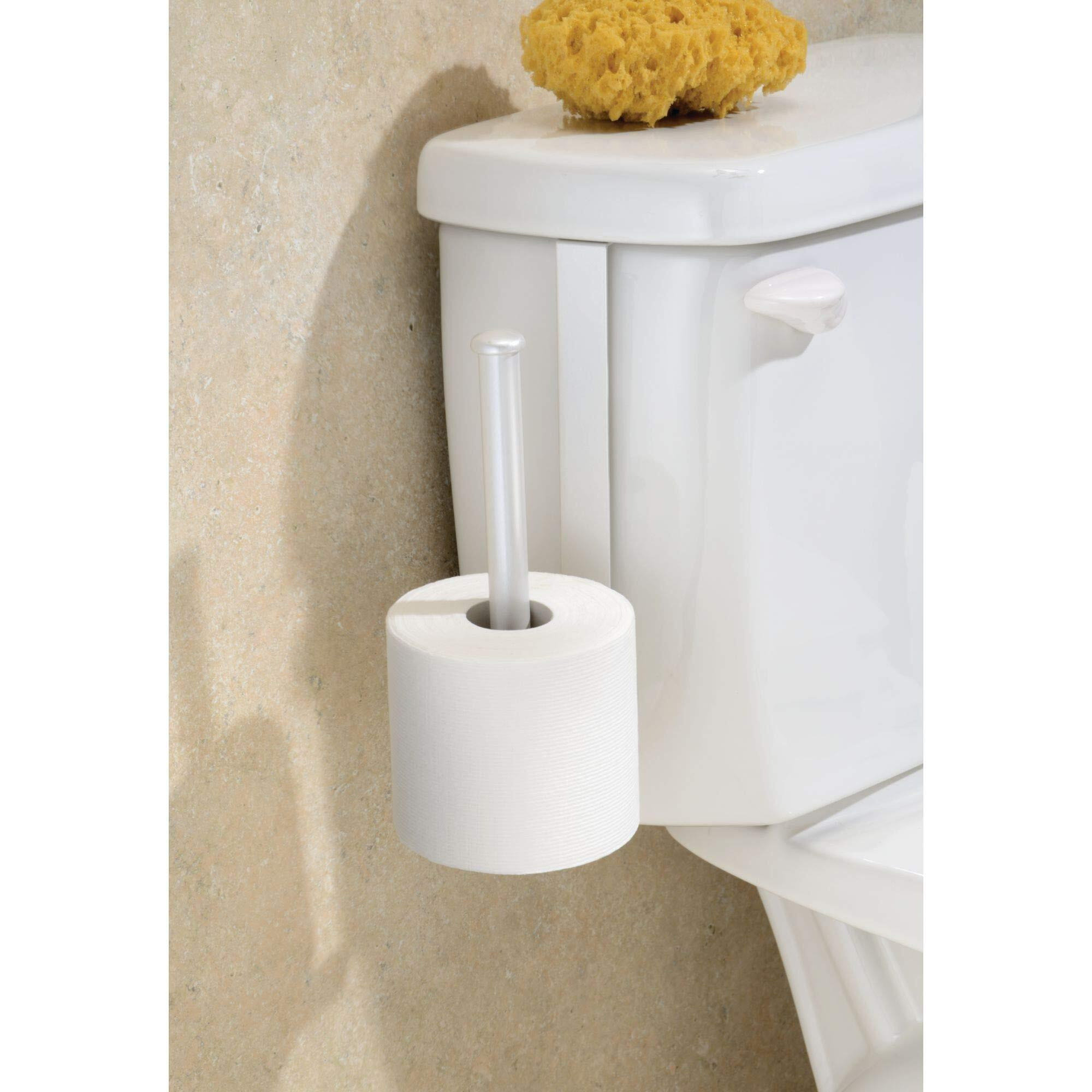 Idesign Classico Metal Toilet Paper Reserve, Over The Tank Tissue Organizer For Bathroom Storage, 2"" X 4.5"" X 10.75"", Pearl White