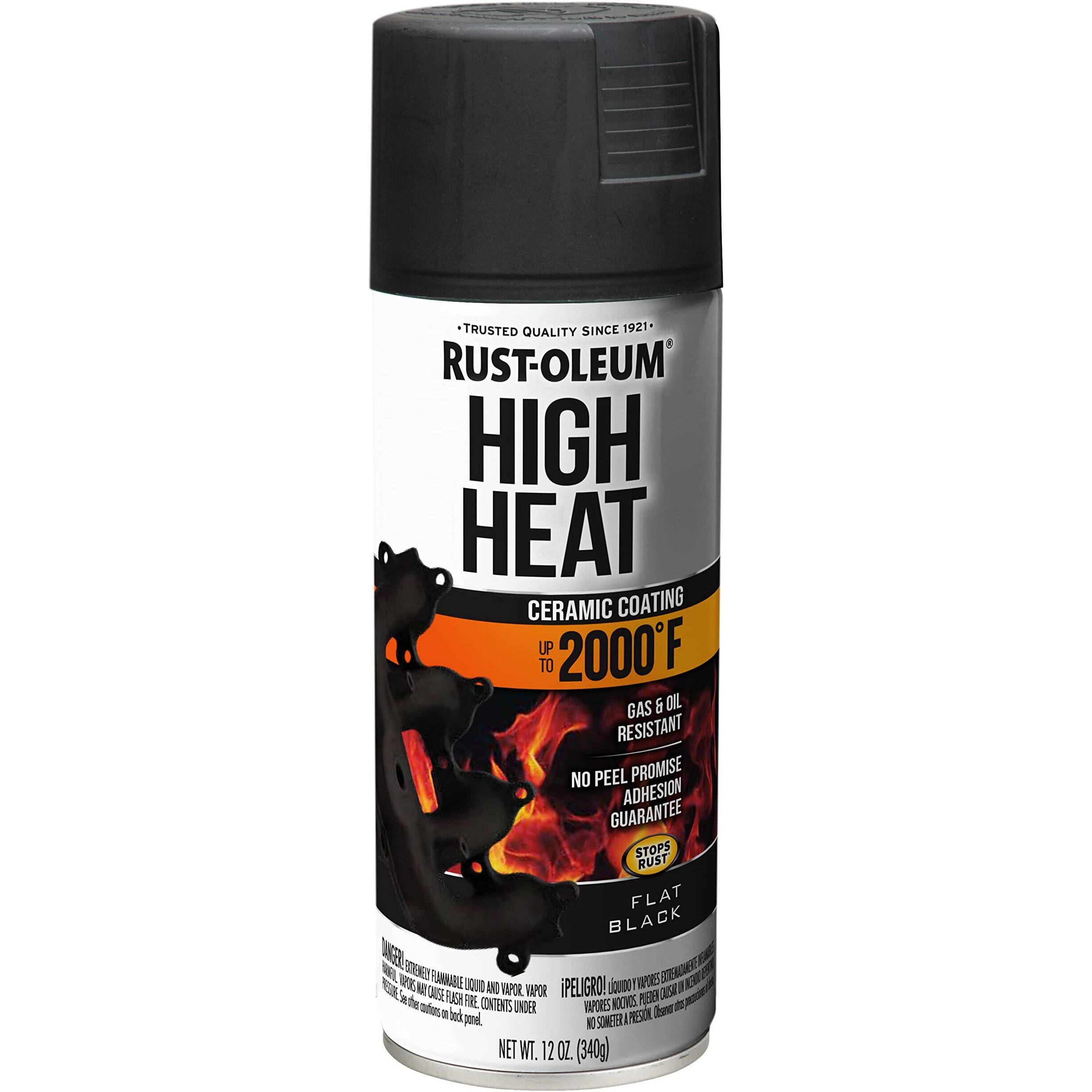 Rust-Oleum 248903 12-Ounce 2000 Degree, Flat Black Automotive High Heat Spray Paint, 12 Ounce (Pack Of 1)