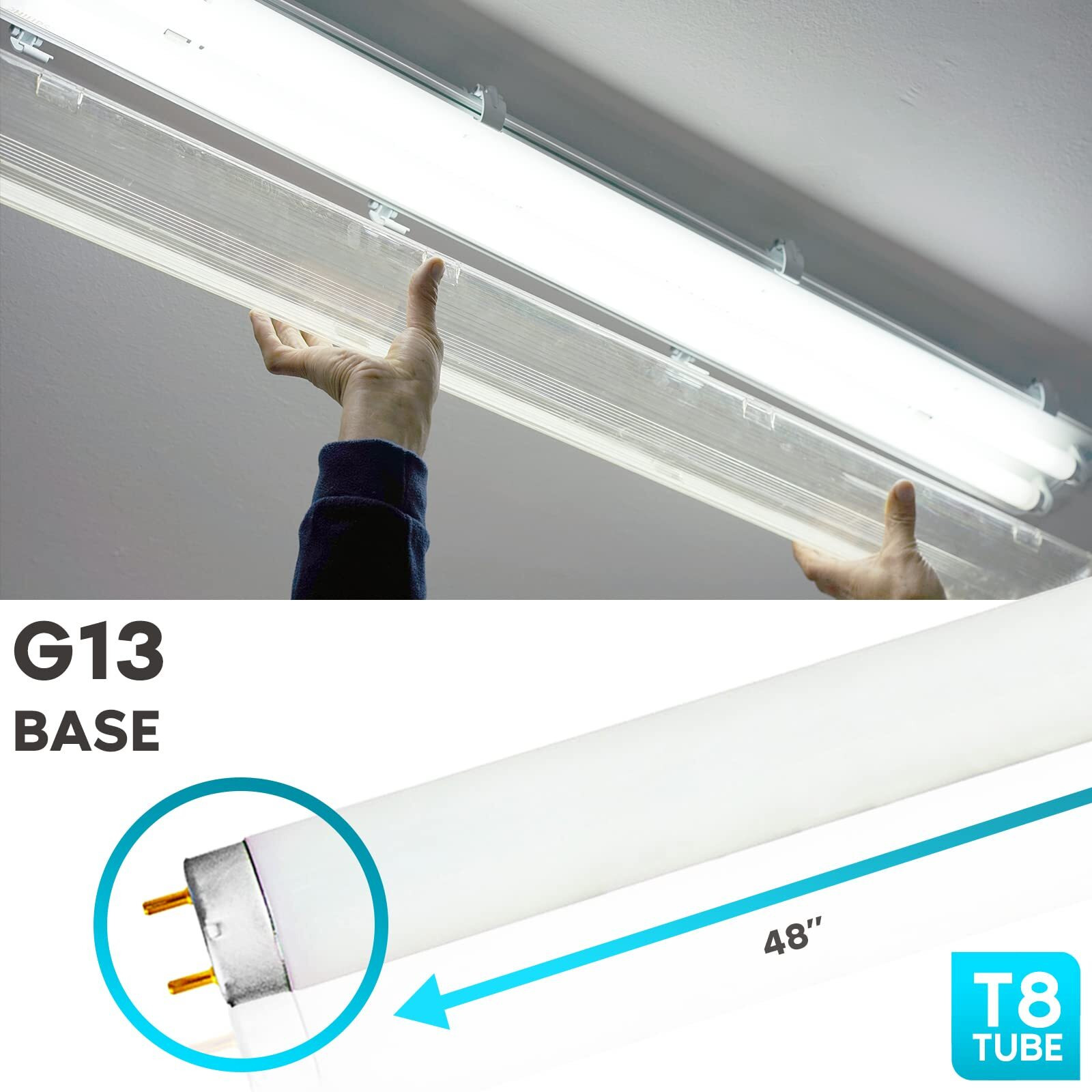 Luxrite F32T8/841 32W 48 Inch T8 Fluorescent Tube Light Bulb, 4100K Cool White, 2800 Lumens, G13 Medium Bi-Pin Base, Lr20732, 6 Count (Pack Of 1)