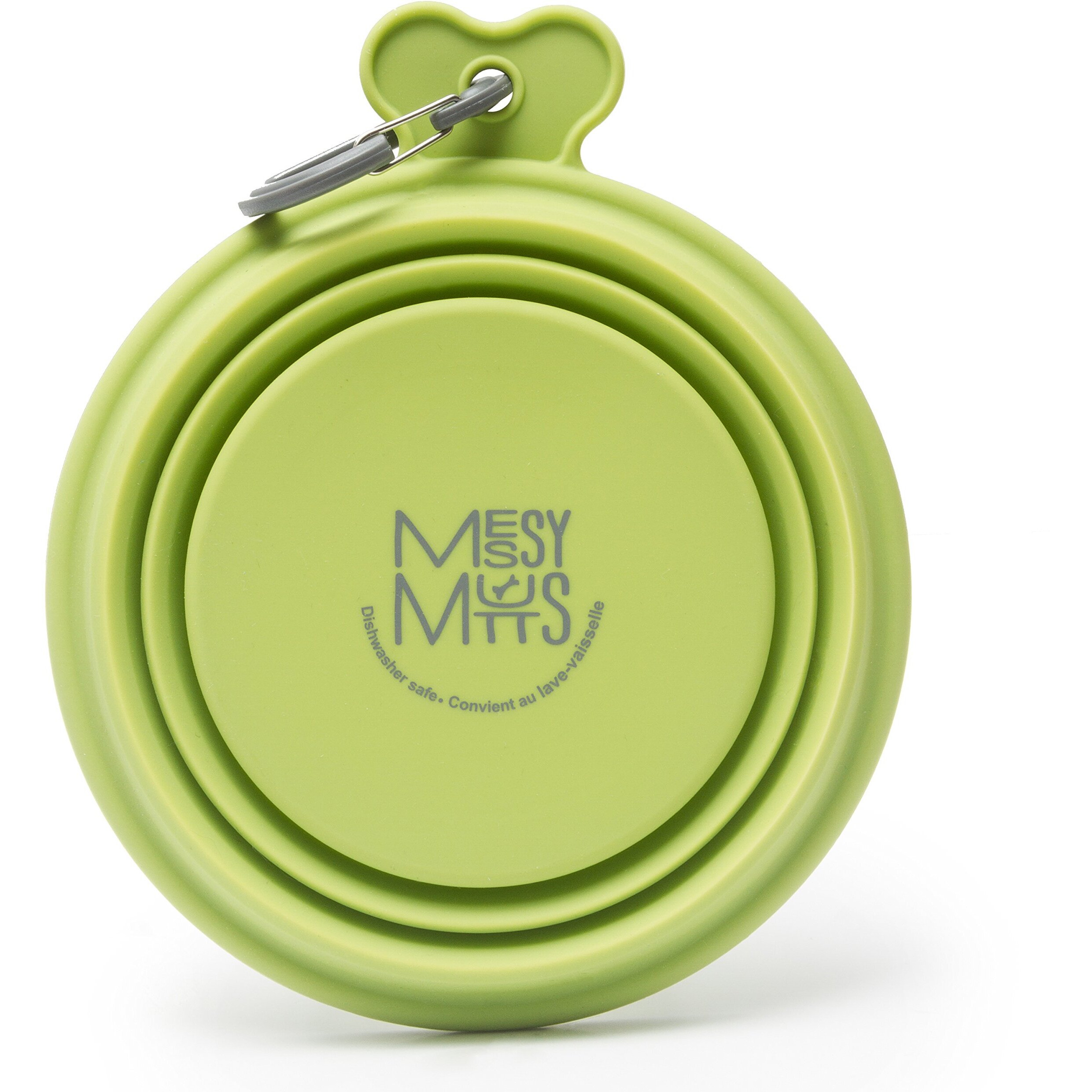 Messy Mutts Silicone Collapsible Bowl | Pet Travel Necessity | Portable Water Or Food Dish | Pop Up Watering Bowl | Camping, Hiking, Walking Accessory | Large, 3 Cups | Green