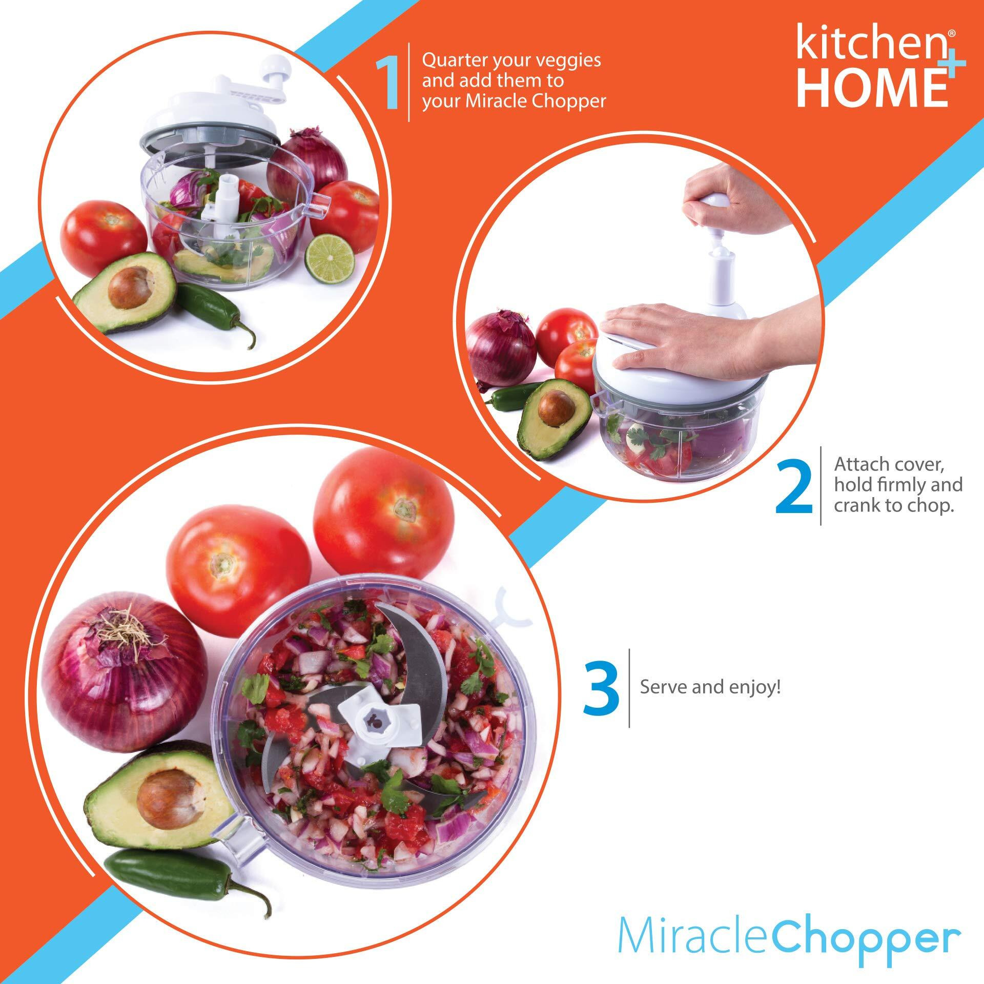 Kitchen + Home Manual Food Chopper - 5 In 1 Miracle Chopper, Salsa Maker, Blender, Slicer, Shredder And Julienne - As Seen On Tv Manual Food Processor