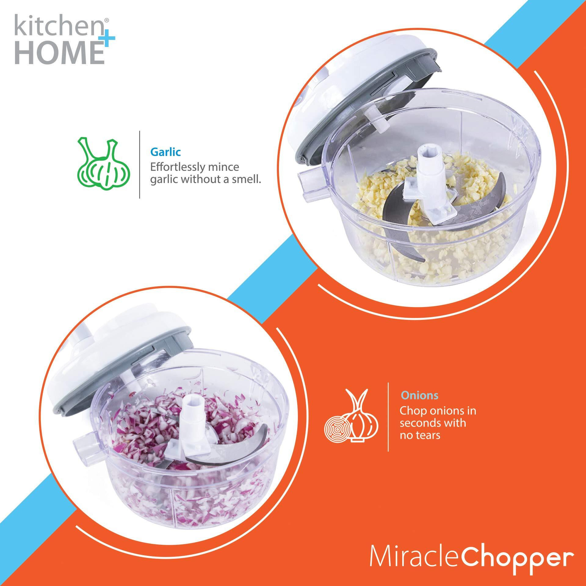 Kitchen + Home Manual Food Chopper - 5 In 1 Miracle Chopper, Salsa Maker, Blender, Slicer, Shredder And Julienne - As Seen On Tv Manual Food Processor