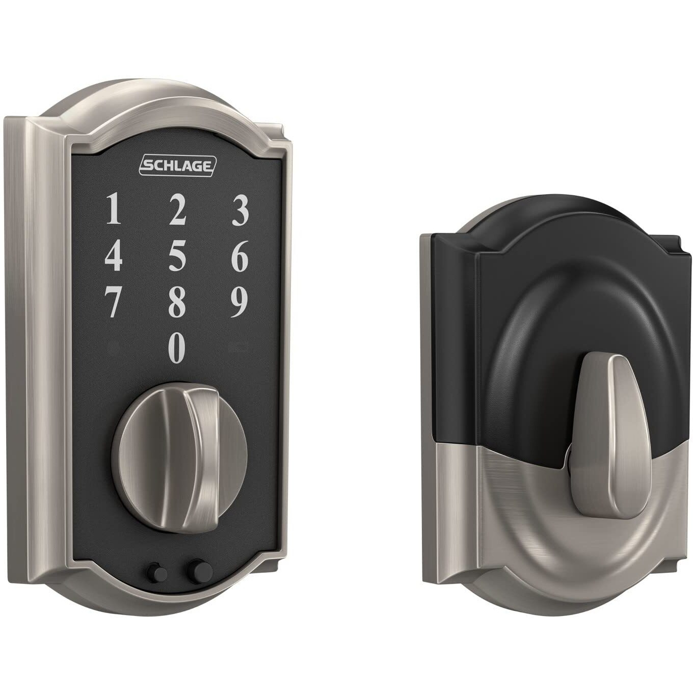 Schlage Be375 Cam 619 Touch Camelot Deadbolt, Electronic Keyless Entry Lock, Satin Nickel