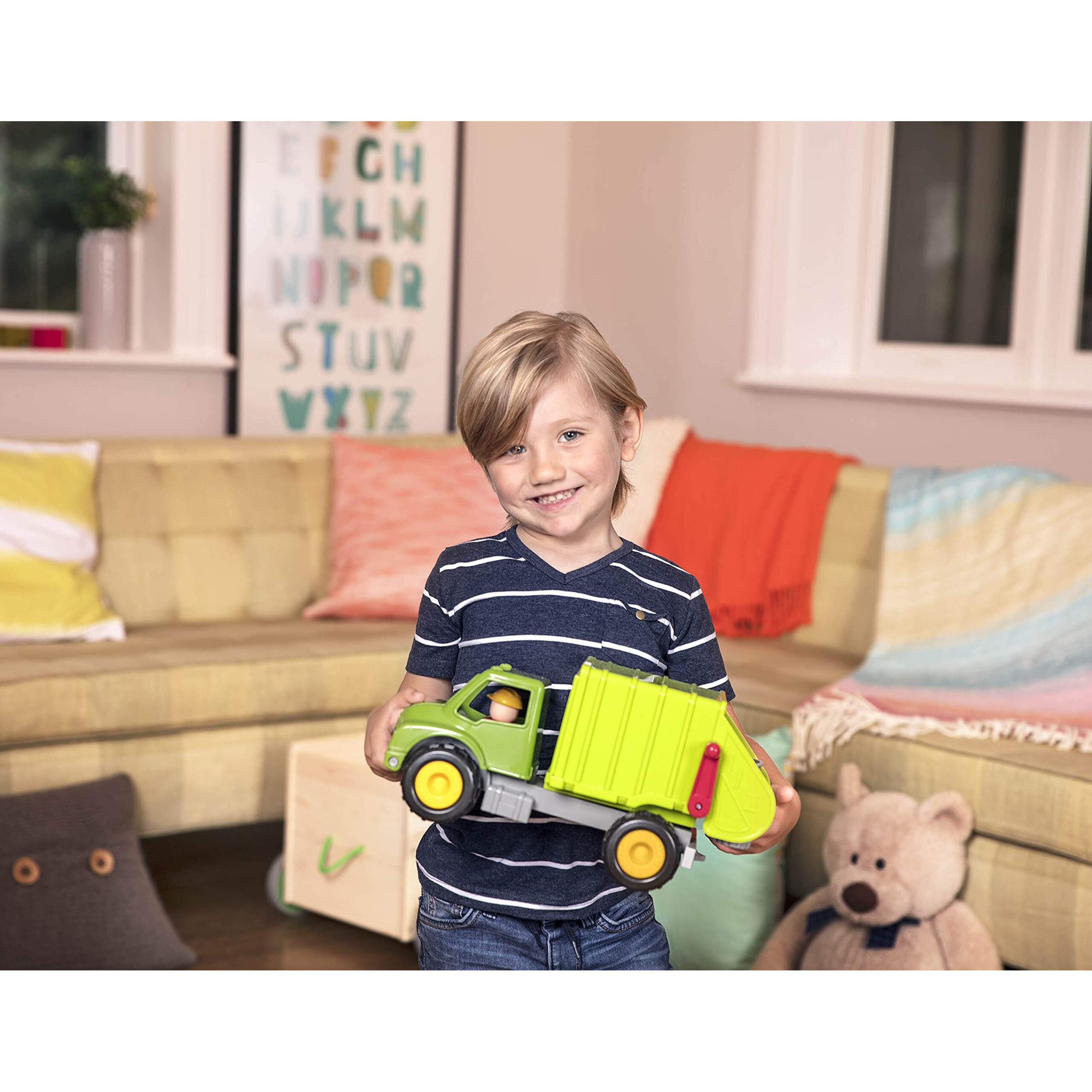 Battat - Green Recycling Truck - Classic Toddler Trucks - Eco-Friendly Toy - Soft Rubber Wheels - 18 Months + - Garbage Truck