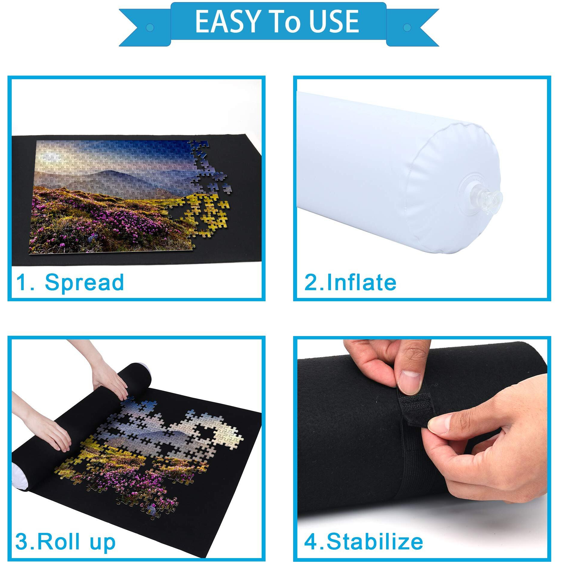 Becko Us Puzzle Mat Roll Up Puzzle Mats For Jigsaw Puzzles Puzzle Roll Up Mat Puzzle Board Puzzle Keeper Puzzle Storage With Drawstring Storage Bag For Up To 1500 Pieces