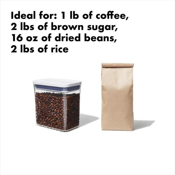 Oxo Good Grips Pop Container - Airtight 1.7 Qt For Coffee And More Food Storage, Rectangle, Clear