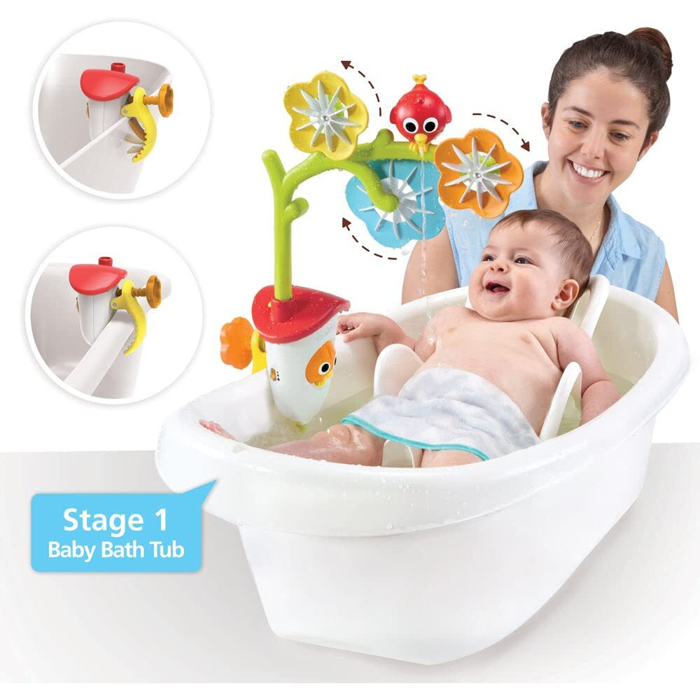 Yookidoo Baby Bath Mobile - Spinning Flowers And Swiveling Fountain For Newborn And Toddler Bath Time Sensory Development (Tub Not Included) - Attaches To Any Size Tub Wall - 0-2 Yrs.
