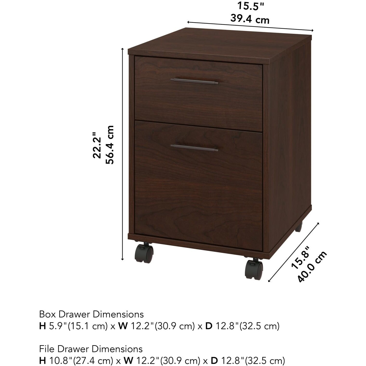 Bush Furniture Key West 2 Drawer Mobile File Cabinet, Bing Cherry (Kwf116Bc-03)
