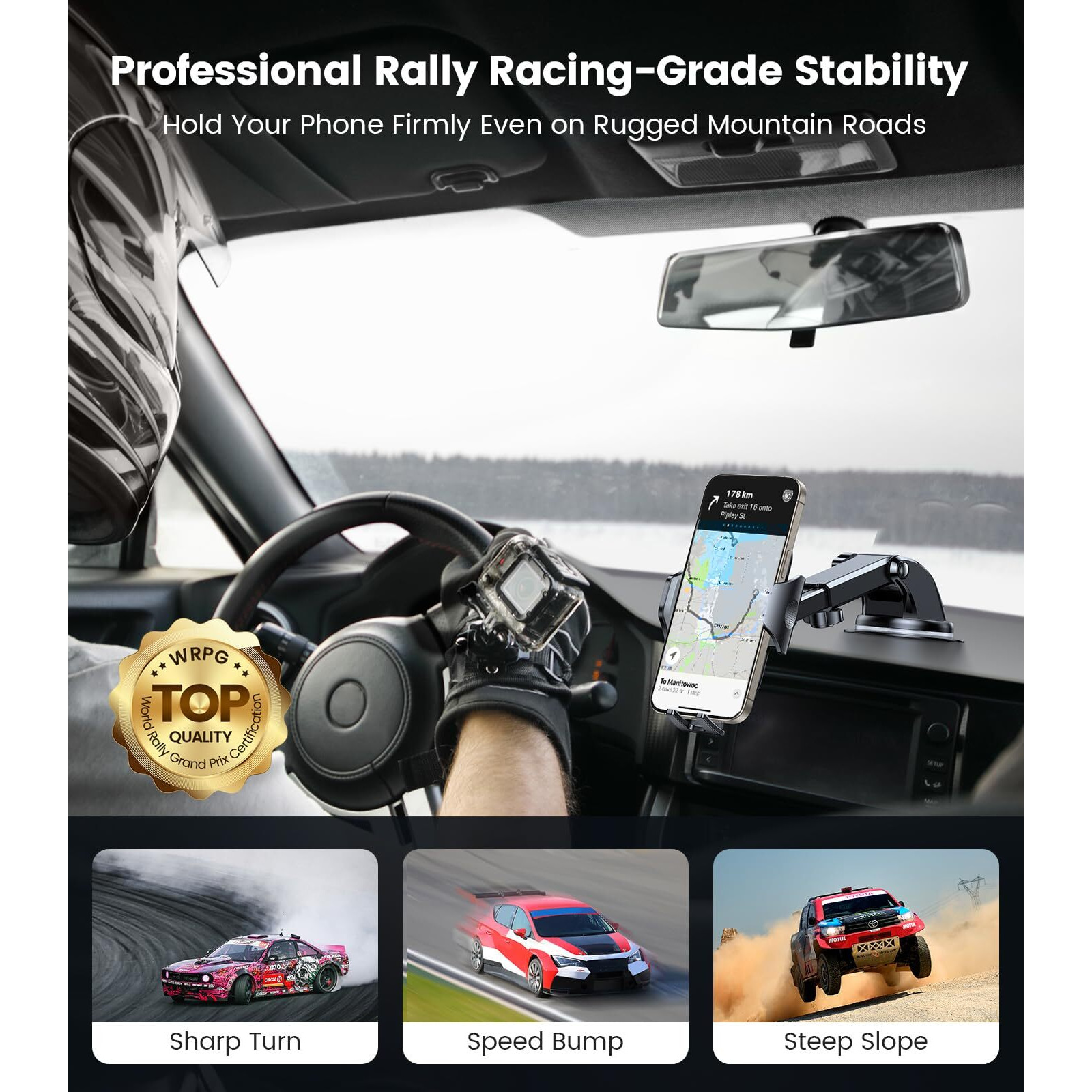 Vicseed [No.1 Powerful Suction] [Rally Racing-Grade Stability] Phone Holders For Your Car 2024 Upgraded Car Phone Holder Mount Truck Stand For Dashboard Windshield Vent For Iphone Samsung All Phones