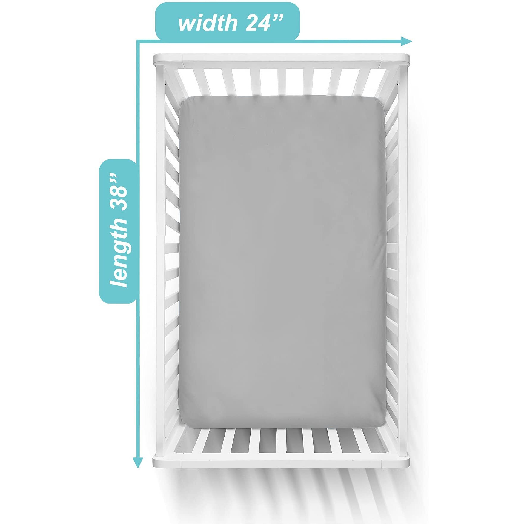 American Baby Company Fitted Mini Crib Sheet 24"" X 38"", Soft Breathable Neutral 100% Cotton Jersey Portable Sheet, Gray, For Boys And Girls, Fits Most Pack N Play And Mini Crib Mattresses