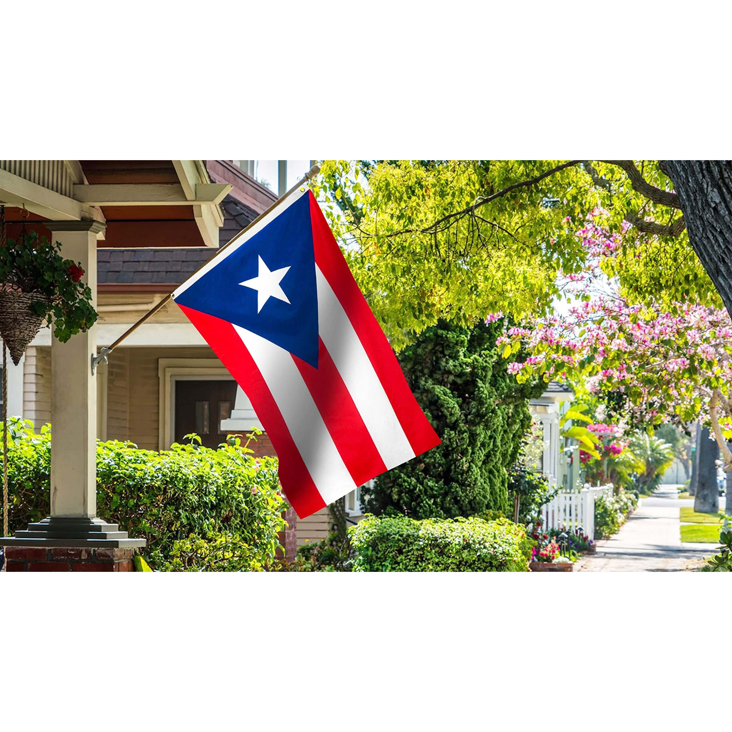 Danf Puerto Rico Flag 3X5 Foot Polyester Puerto Rican National Flags Polyester With Brass Grommets 3 X 5 Ft
