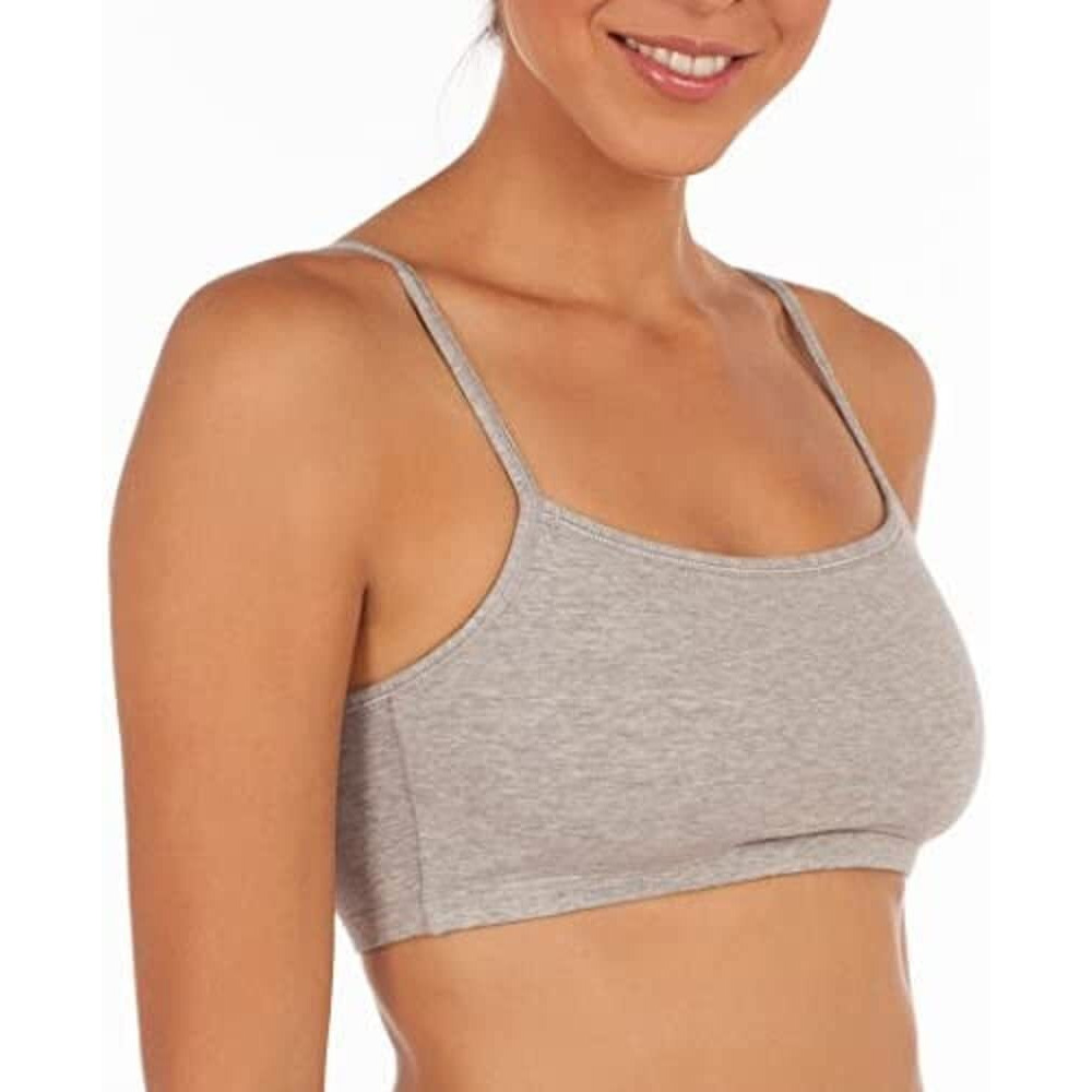 Fruit Of The Loom Womens Spaghetti Strap Pullover Sports Bra, White/Heather Gray/Black - 6 Pack