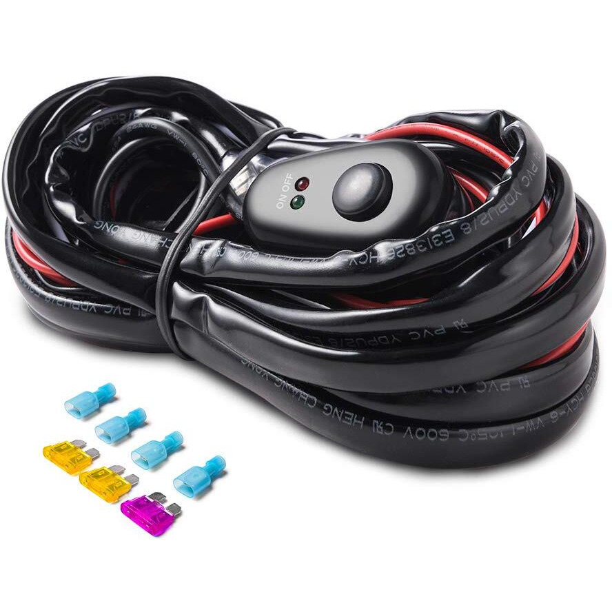 Mictuning Led Light Bar Wiring Harness Off Road Power 40A Relay Fuse On-Off Switch (2 Lead)