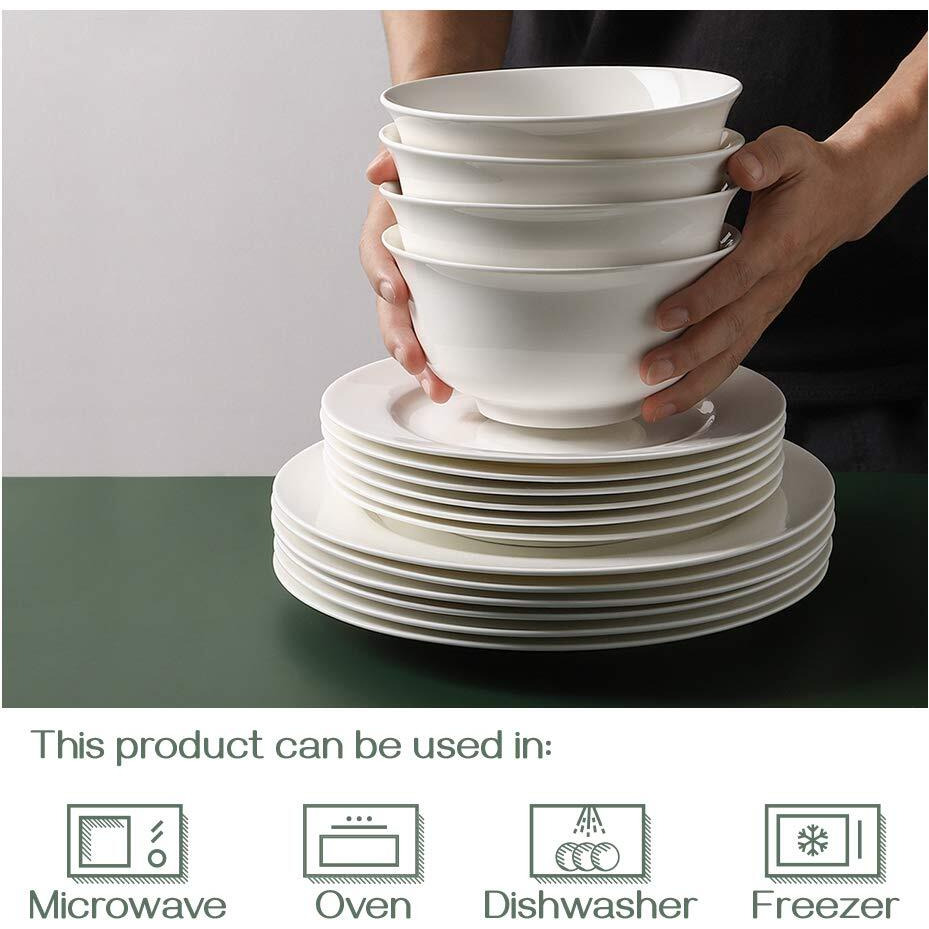 Dowan 20 Oz Ceramic Soup Bowls & Cereal Bowls - White Bowls Set Of 6 For Kitchen - Bowls For Cereal, Soup, Oatmeal, Rice, Pasta, Salad - Dishwasher & Microwave Safe
