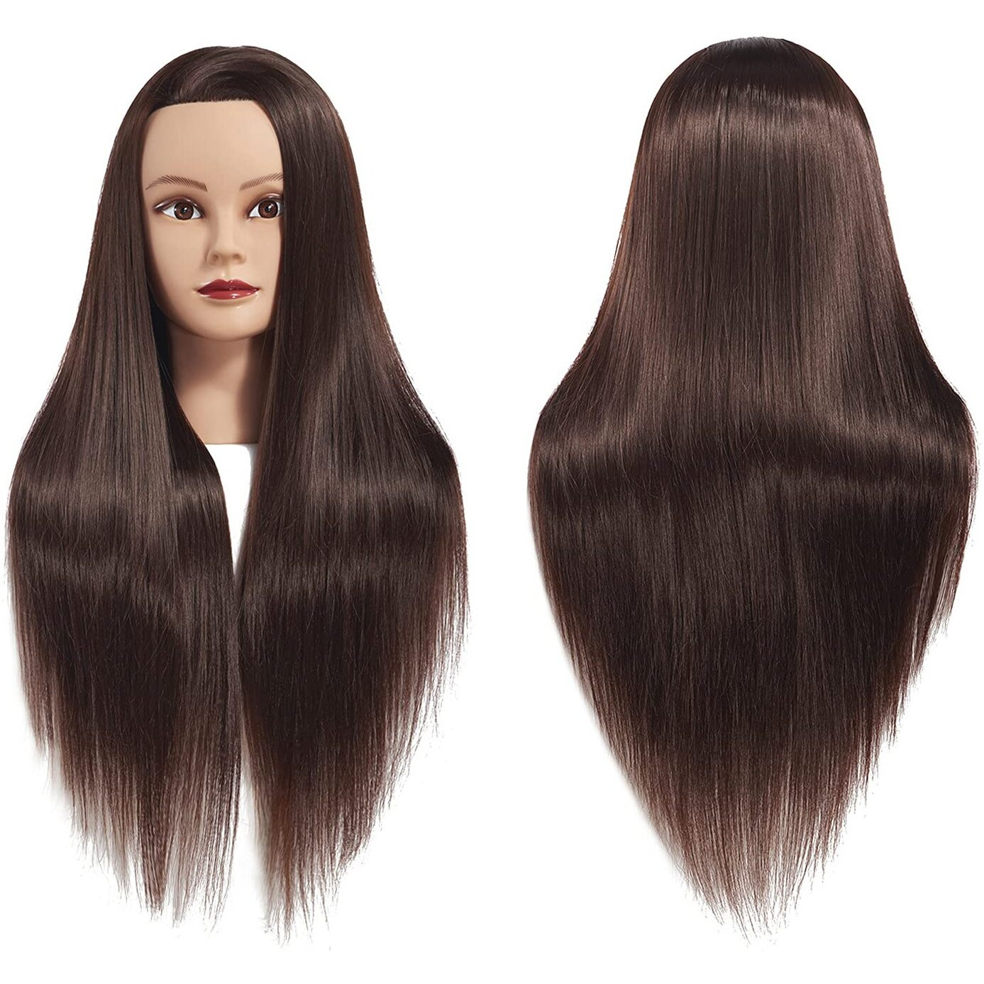 Training Head 26""-28"" Mannequin Head Hair Styling Manikin Cosmetology Doll Head Synthetic Fiber Hair Hairdressing Training Model Free Clamp (1711D0420)