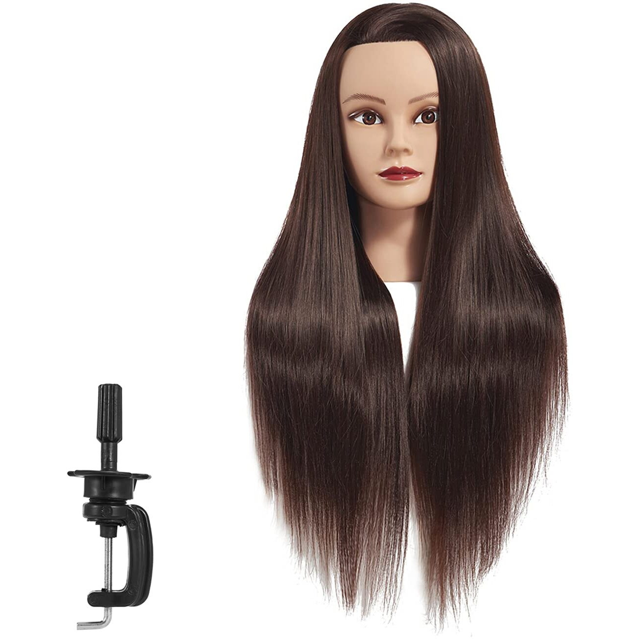Training Head 26""-28"" Mannequin Head Hair Styling Manikin Cosmetology Doll Head Synthetic Fiber Hair Hairdressing Training Model Free Clamp (1711D0420)