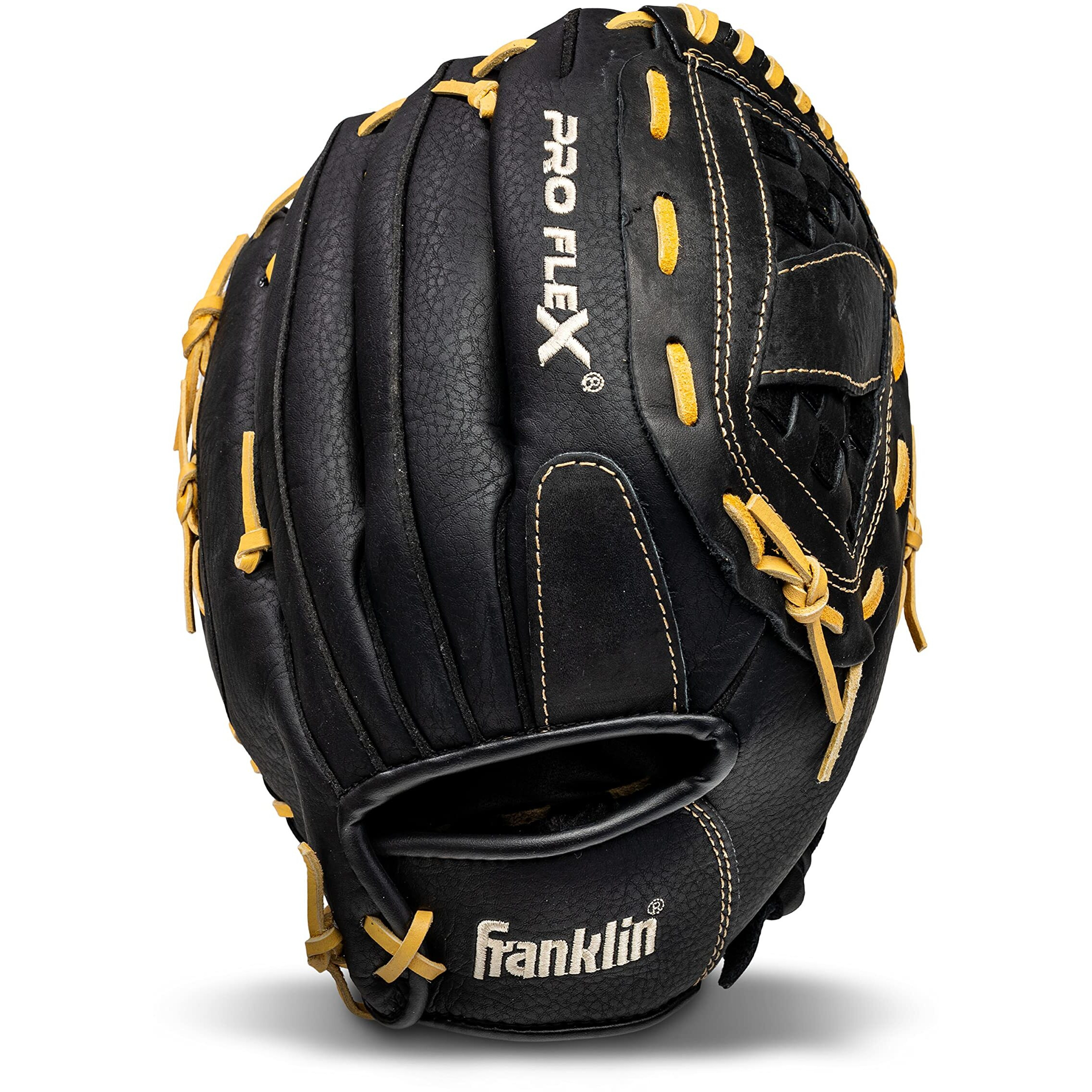 Franklin Sports Unisex Adult 12.5-Inch Franklin Sports Baseball Glove Proflex Baseball Softball Glove Baseball Fastpitch Soft, Black/Camel, 12 1 2-Inch Us